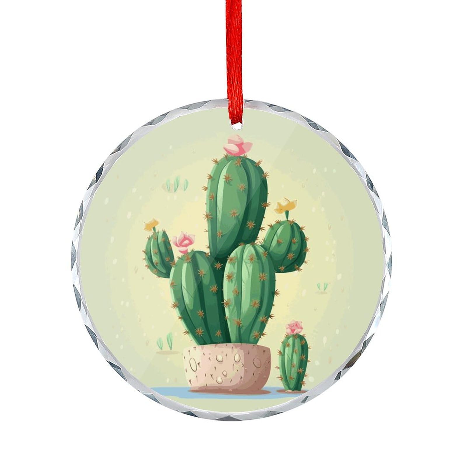 Btcowzrv Style Cute Cactus Round Ornament Hanging Pendant Decor