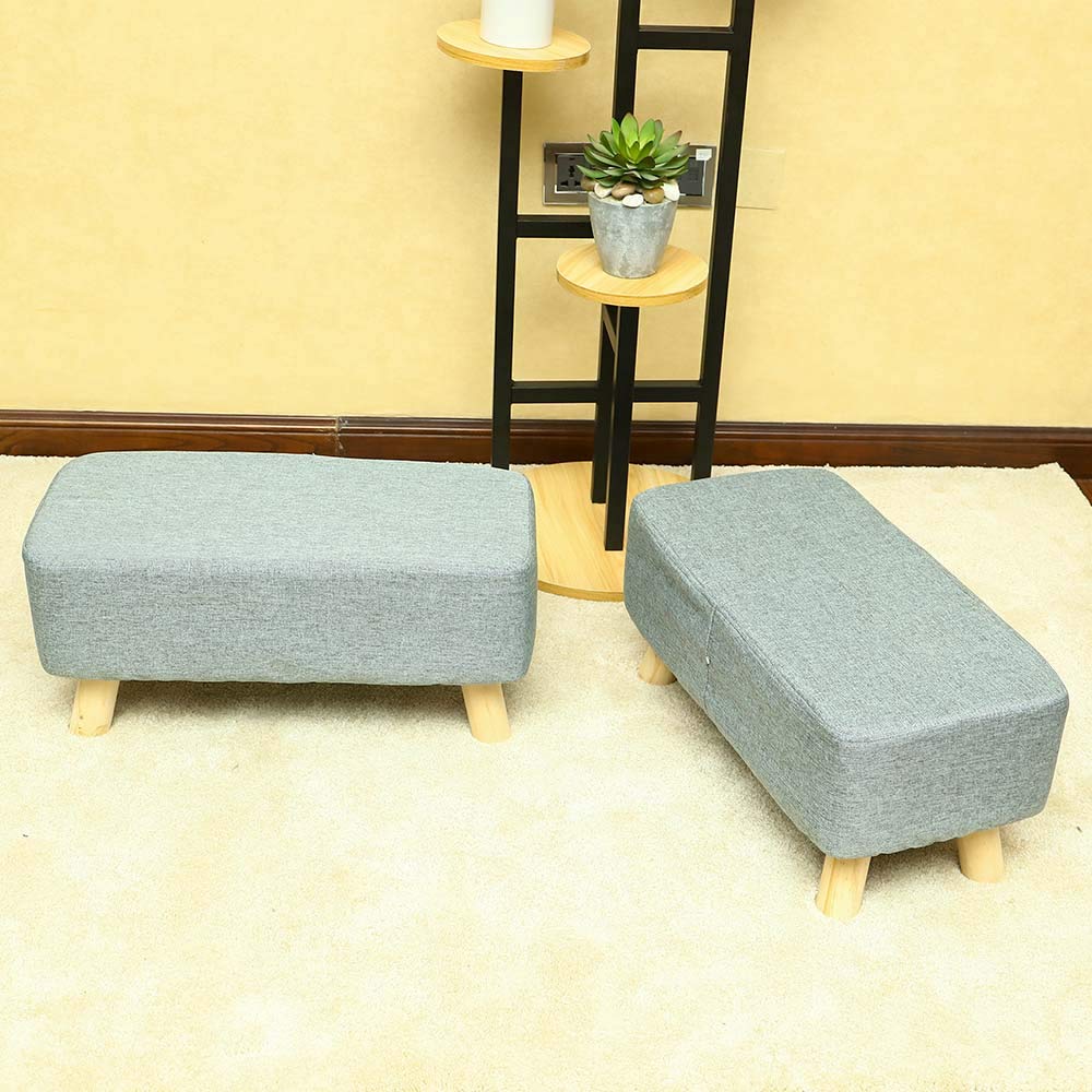 Buy YATAI Solid Wood Upholstered Footstool Ottoman Pouffe Chair Foot