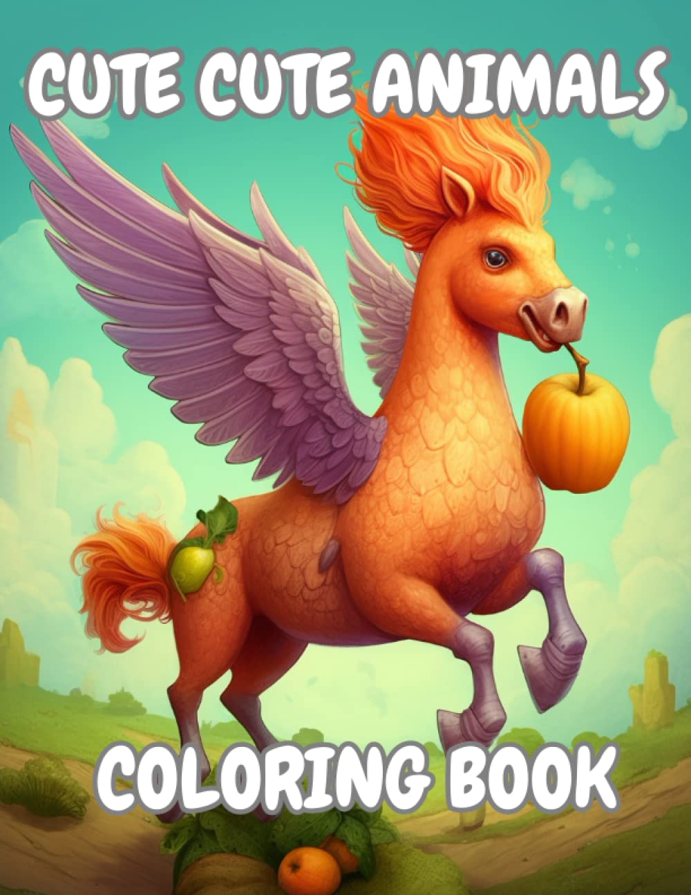 Cute Cute Animals Coloring Book: Cute Style Animals and Creatures: Rabbit , Giraffe, Parrot, Fairy, Unicorn and more