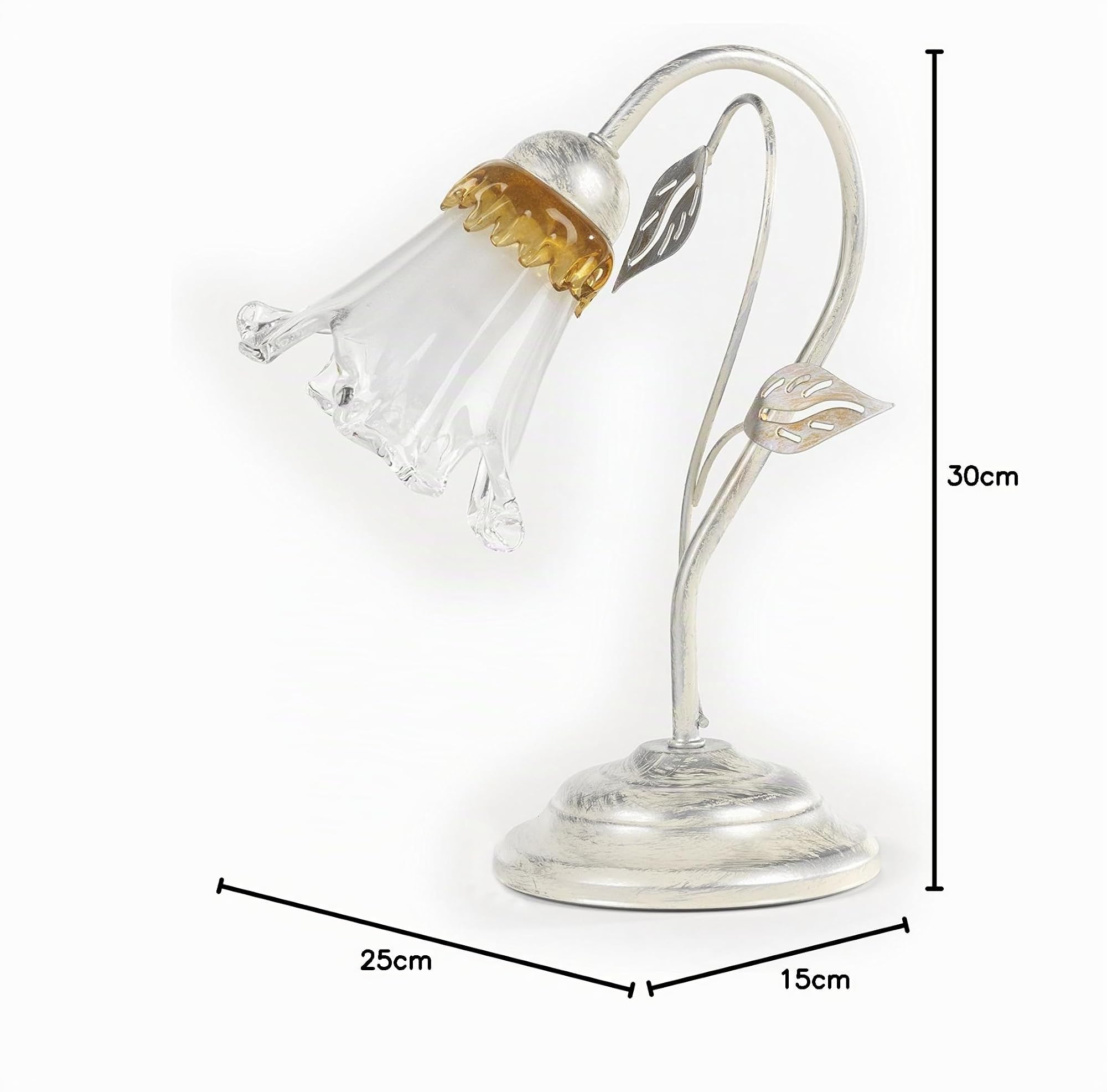 Onli 4998/L Lampada da Tavolo, Bianco/Argento/Oro, metallo;vetro