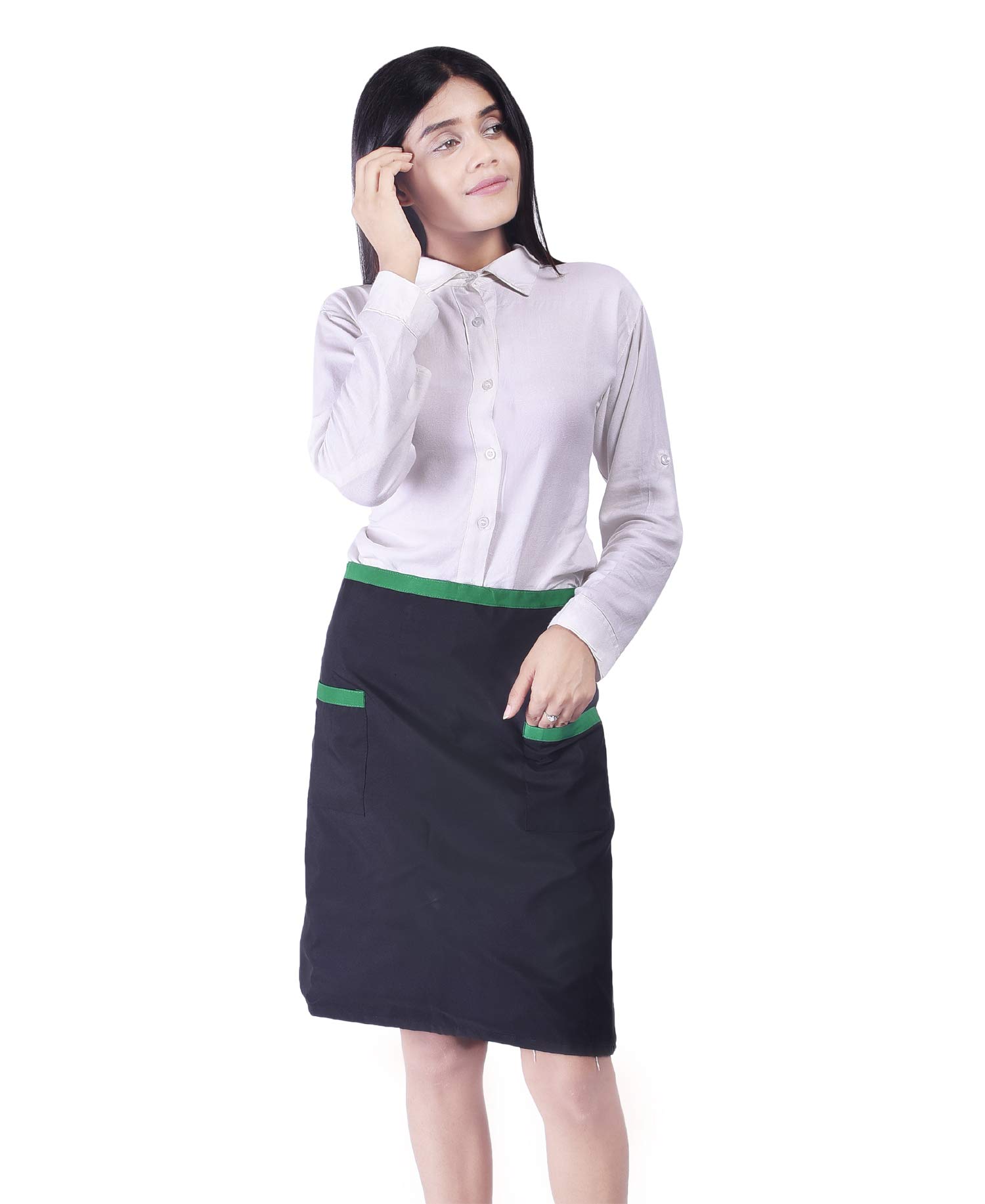 Polyester Waterproof Plain Waist Adjustable Chef's Cooking Apron with two Pockets Kitchen Apron (Black) (Multicolor2)