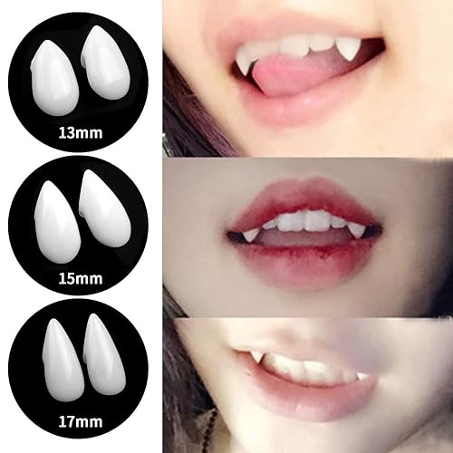 FINGOOO Halloween Vampire Teeth,3 Pairs Horror False Teeth for Halloween,Cosplay Party Favors - 3pairs