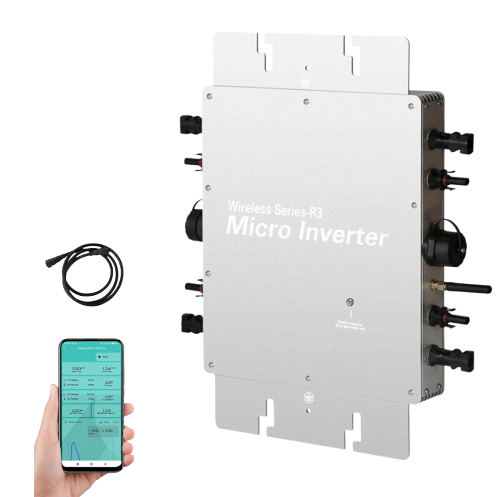 Micro Inverter 1600w, Pv Micro Inverter with Ip65 Waterproof Level, Solar Inverter Inverter with WiFi, Grid Feed Function, for 2 Solar Modules and Balcony Power Plant