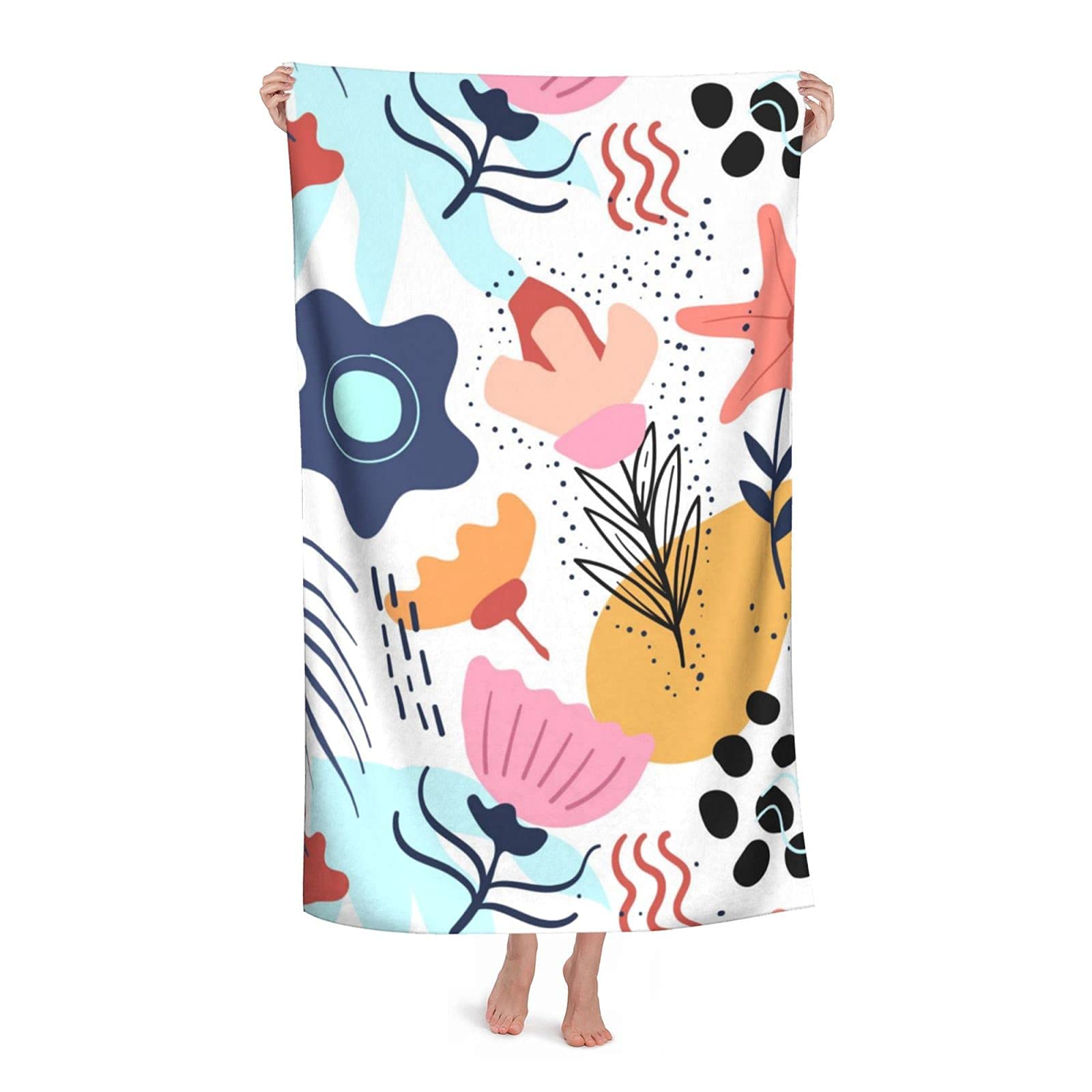 Lsjuee Flower Beach Towel for Girls Sand Resistant Superfine Fiber Beach Towels for Adults Boho for Swimming Pool Honeymoon Cruise Exercise or Training Swimming Class Beach Gym Fitness 32INx52IN