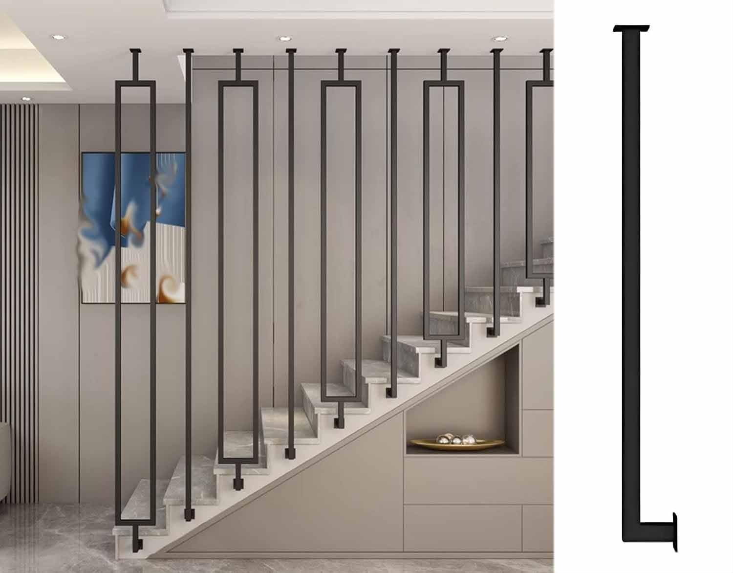 Rampe d'escalier en métal haut de gamme personnalisable sur poteaux