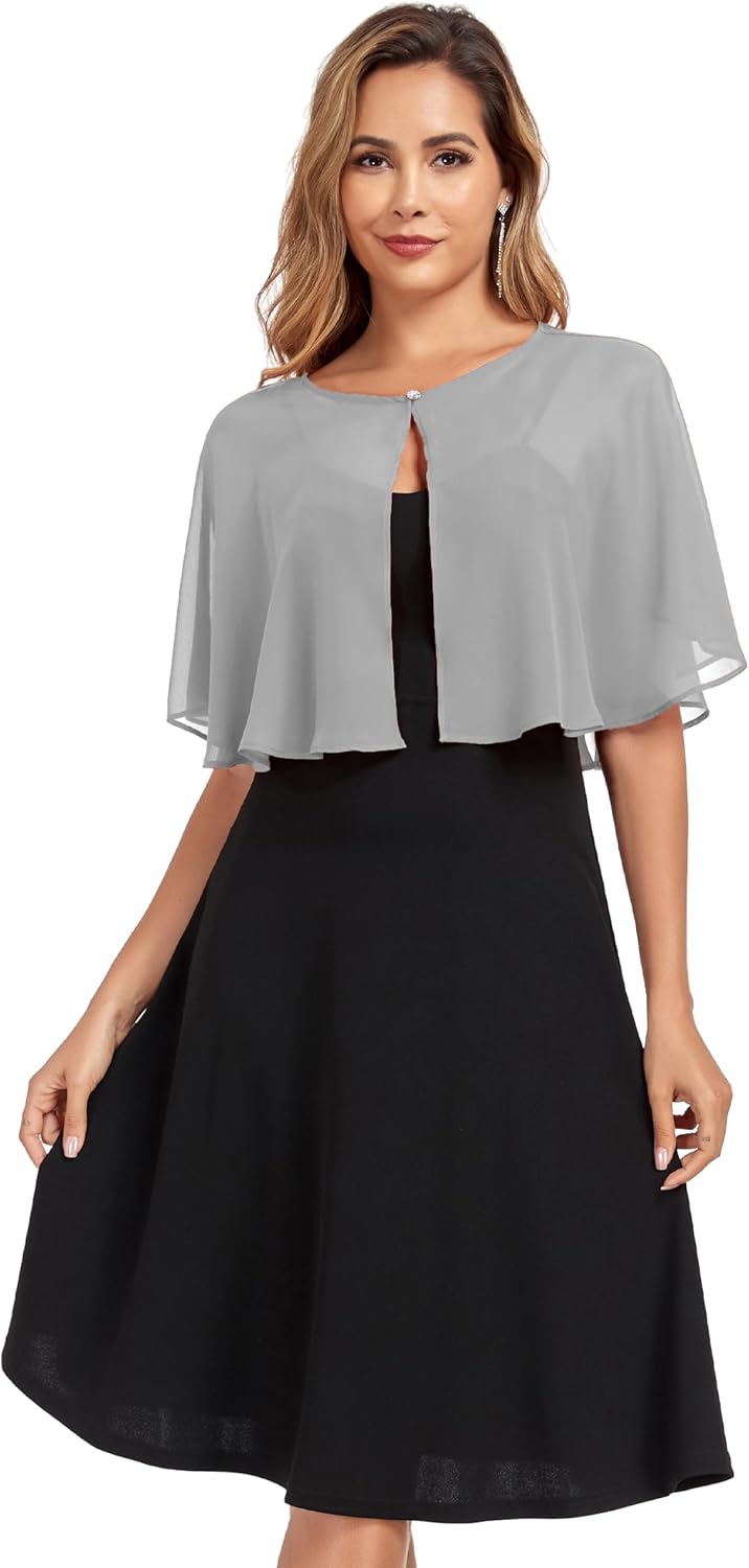 Women's Soft Chiffon Capelets Shawls and Wraps for Evening Wedding Cape Bole Cover Up - Image 4