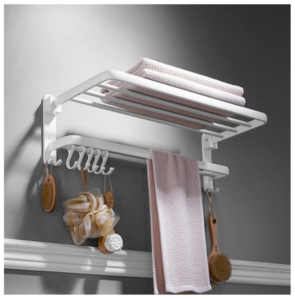 Porte-serviettes mural blanc pour une salle de bain rétro et ordonnée