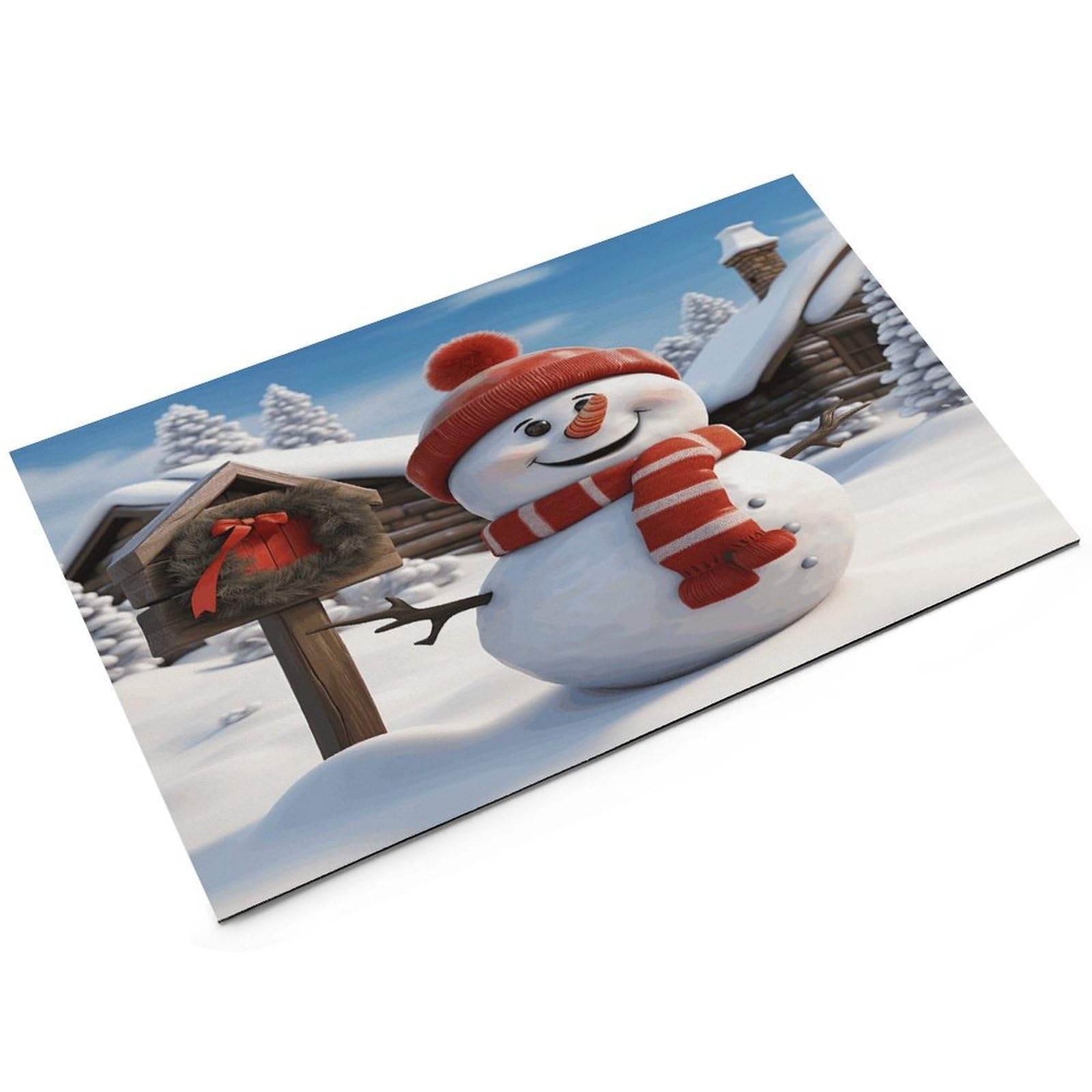 Sign Snowman Tapis de nourriture pour chat – Tapis d'alimentation antidérapant pour chien, facile à nettoyer pour la nourriture et l'eau, tapis de gamelle pour chien et chat 43,2 x 76,2 cm