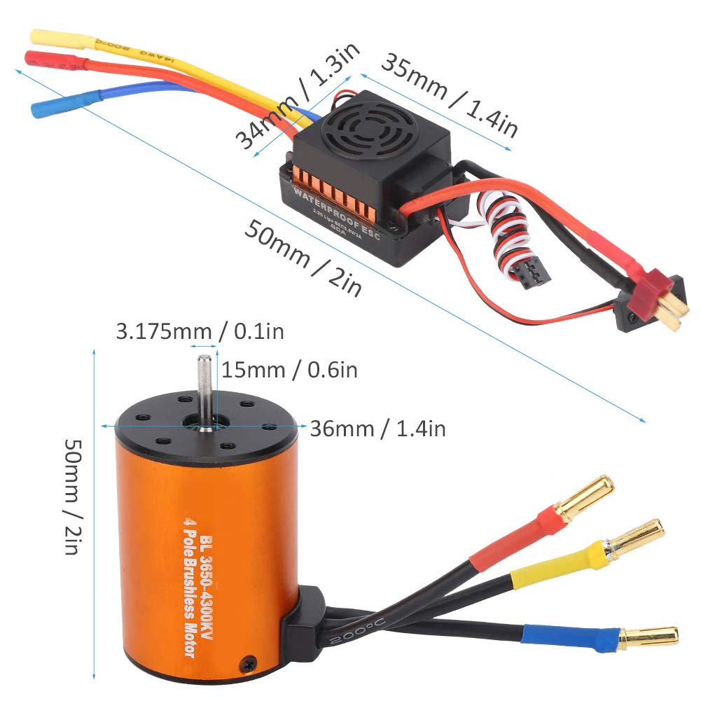 1/10 Silnik ESC Combo, 3650 4300KV Silnik Bezszczotkowy 60A ESC Elektroniczny Regulator Prędkości Combo Części Zamienne Silnik ESC Combo dla RC Truck RC Truck Accessory