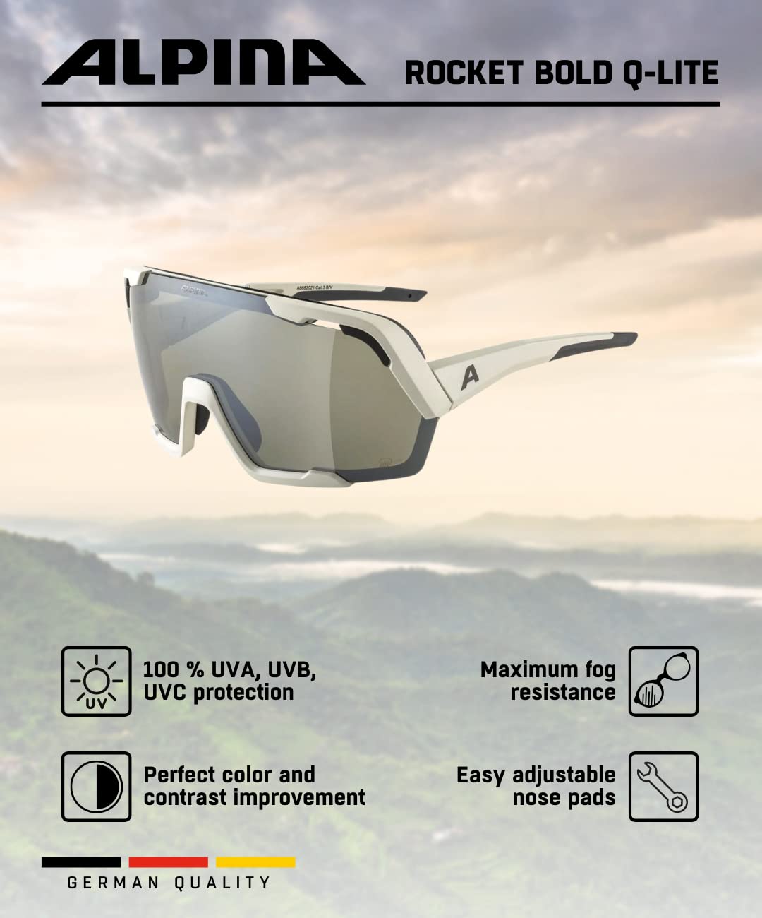 ALPINA Unisex - Dorośli, ROCKET BOLD Q-LITE Okulary sportowe