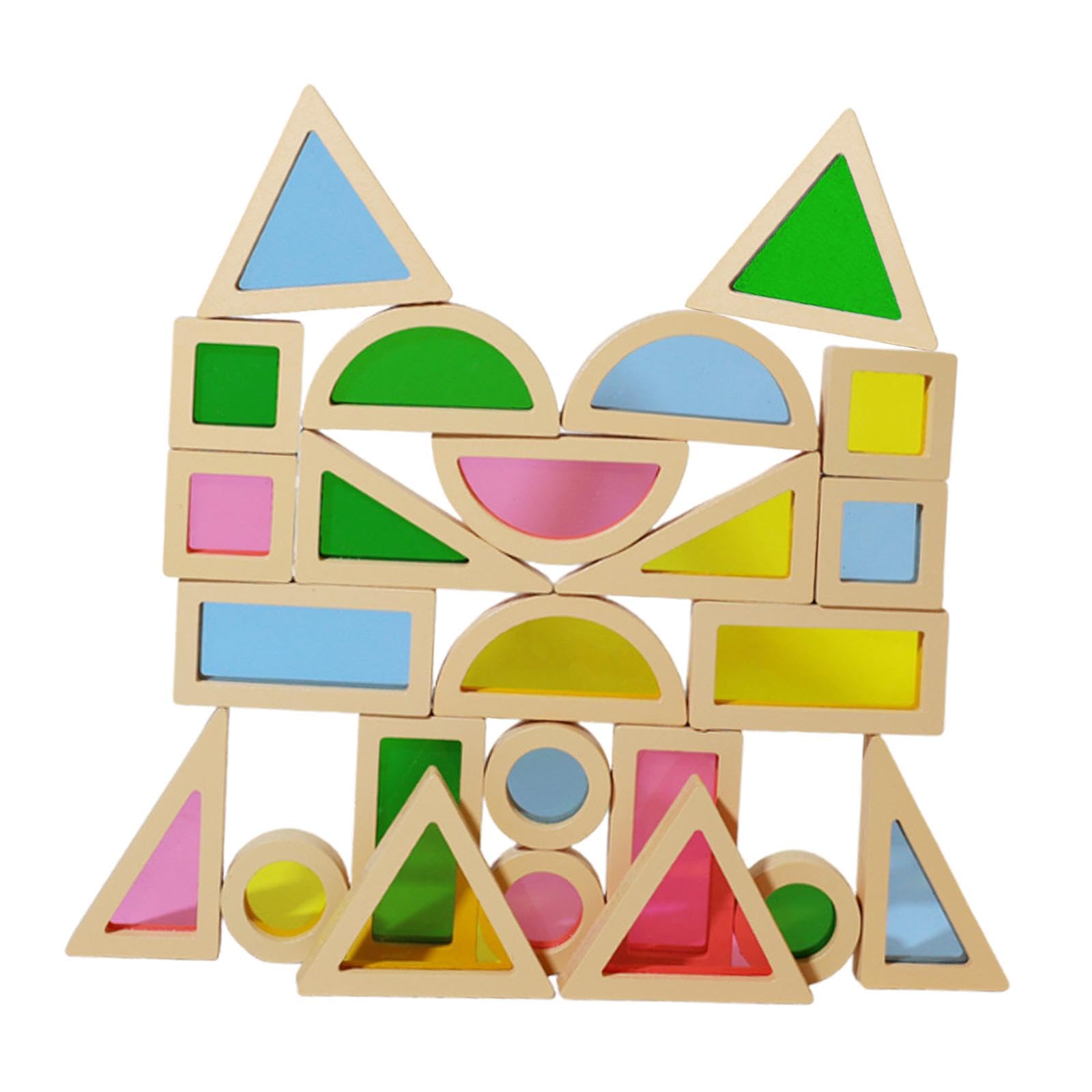 24 Bloques Apilables de Colores Y Formas para El Aprendizaje Temprano en Preescolar. Regalos de Cumpleaños.