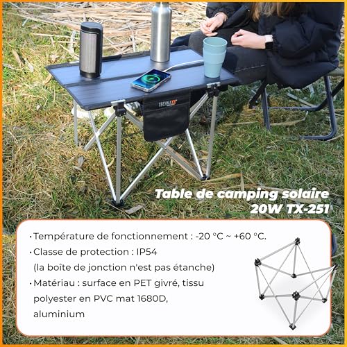 Table Solaire Portable 20W Technaxx TX-251 Pliable avec Chargeur USB - 7