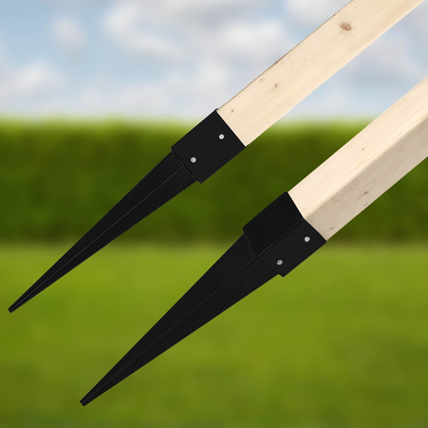 KOTARBAU® 4 STK. Pfostenträger Einschlagen 121x121x750mm verzinkt-pulverbeschichteter Stahl Einschlaghülse Erdanker Einschlagbodenhülse Gartenzaun Erdungsspieß Bodenanker Einschlaghülsen Holzpfosten