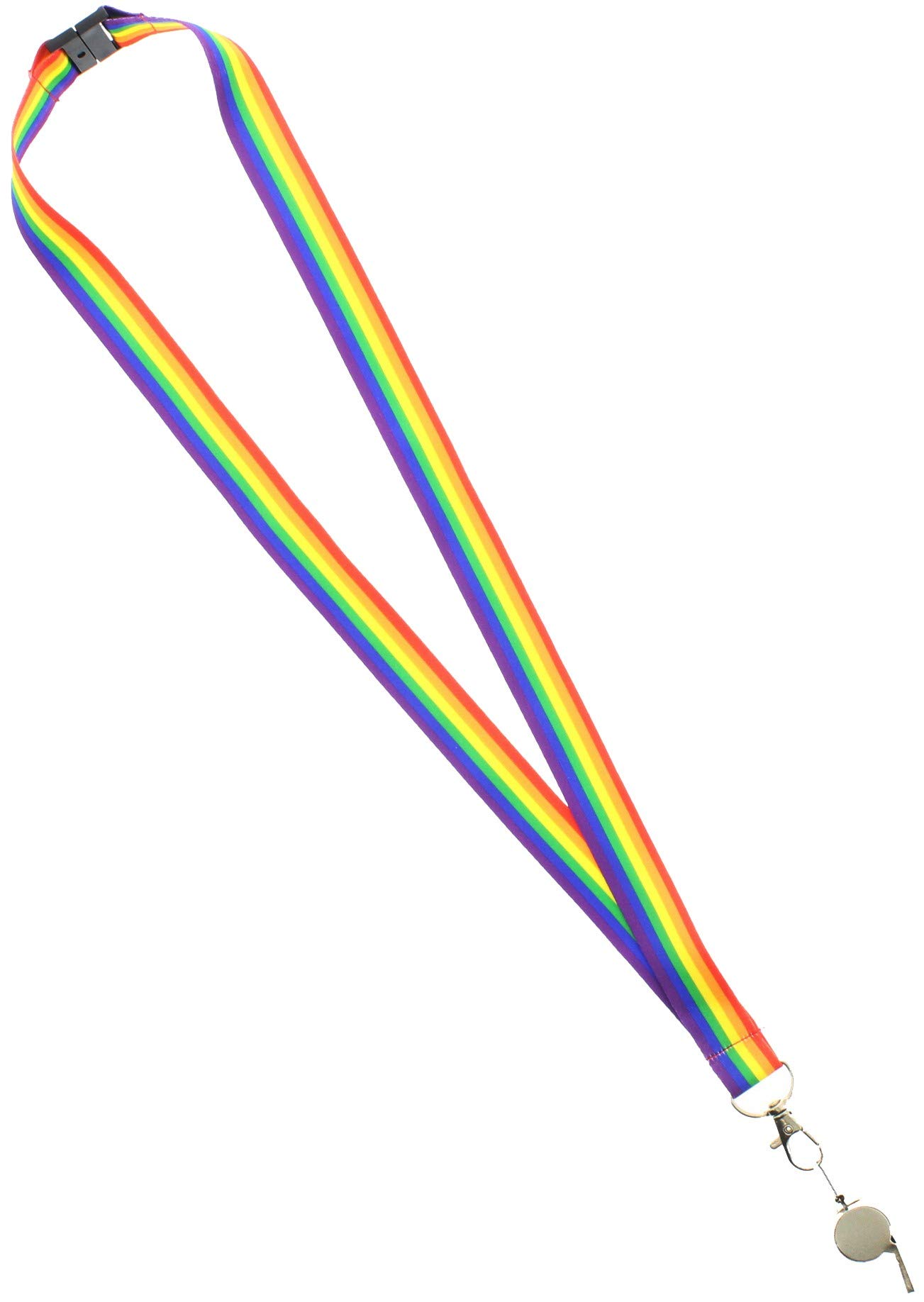 Zac's Alter Ego Shiny Metal Whistle on Rainbow Stripe Lanyard