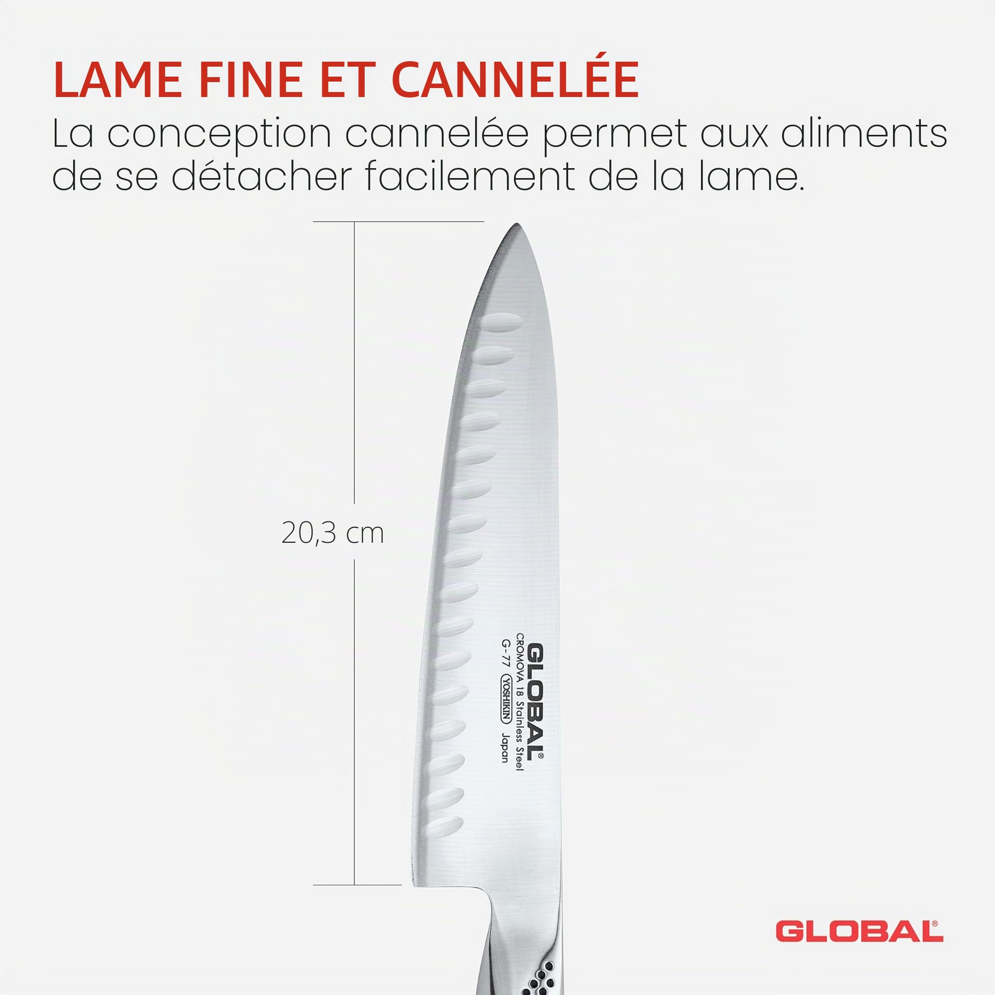 Global G-77A Couteau de chef à lame cannelée 20 cm
