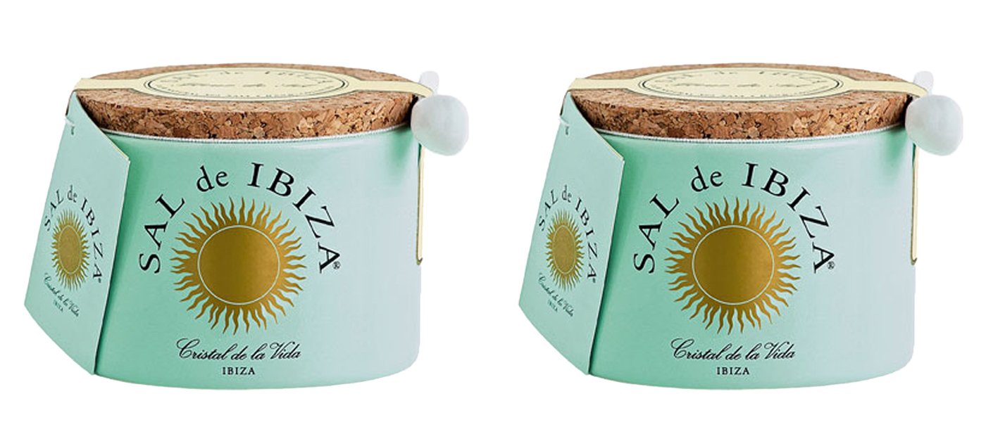 Sal de Ibiza - Fleur de Sel Ibiza - Ceramic container with small porcelain spoon - 2 x 150 gr