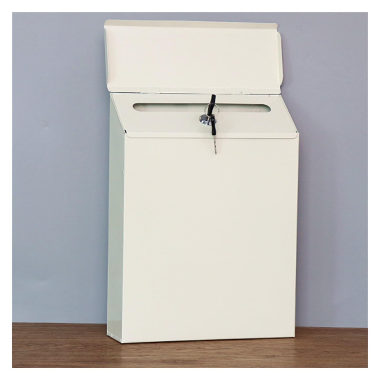 Outside Postbox Metal Mailbox Locking Wall Mounted Comment Drop Box Payments Holder Postbox Letterbox For Wall(White)