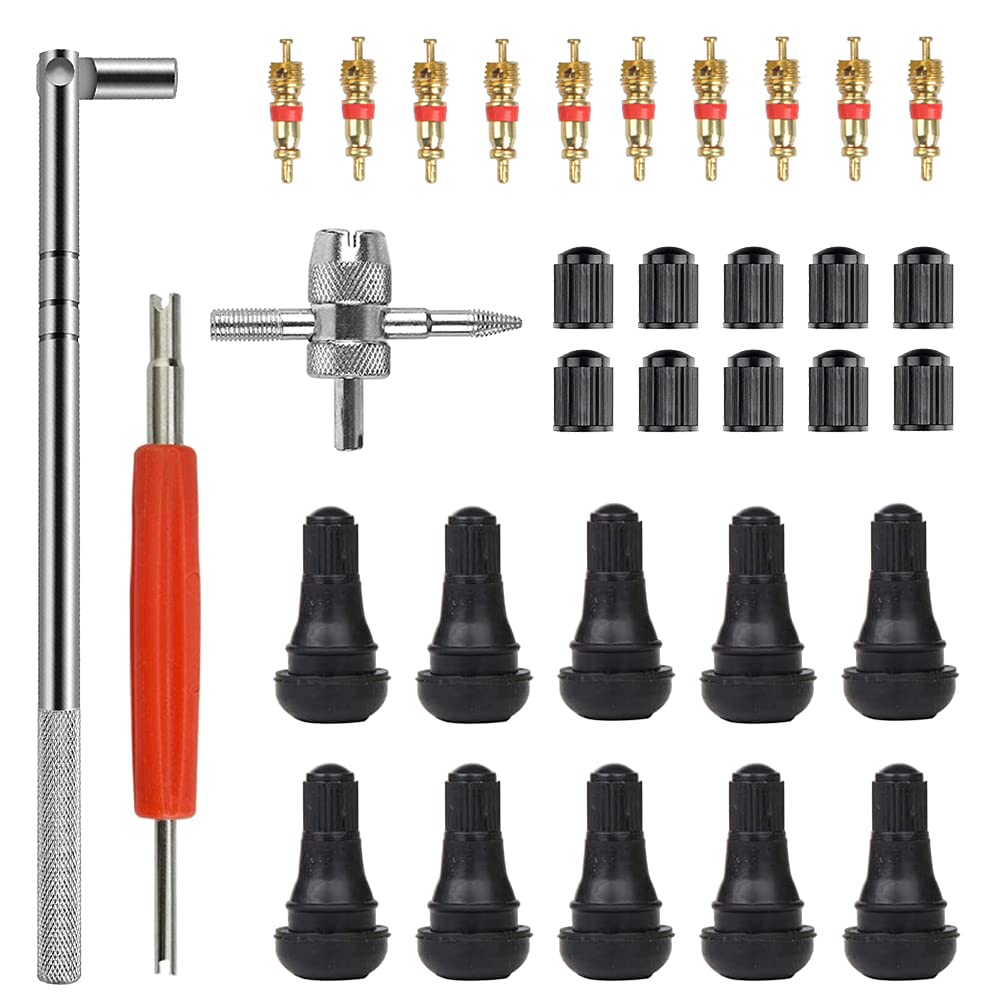 FDDE 33 Pieces Valve Cores, Car Tyre Valve Core Tool, Tyre Valve Tools Kit, Valve Remover Tire, Tyre Valve Repair Tool, Valve Core Remover Tool, for Use in Cars, Trucks, Bicycles, Motorcycles