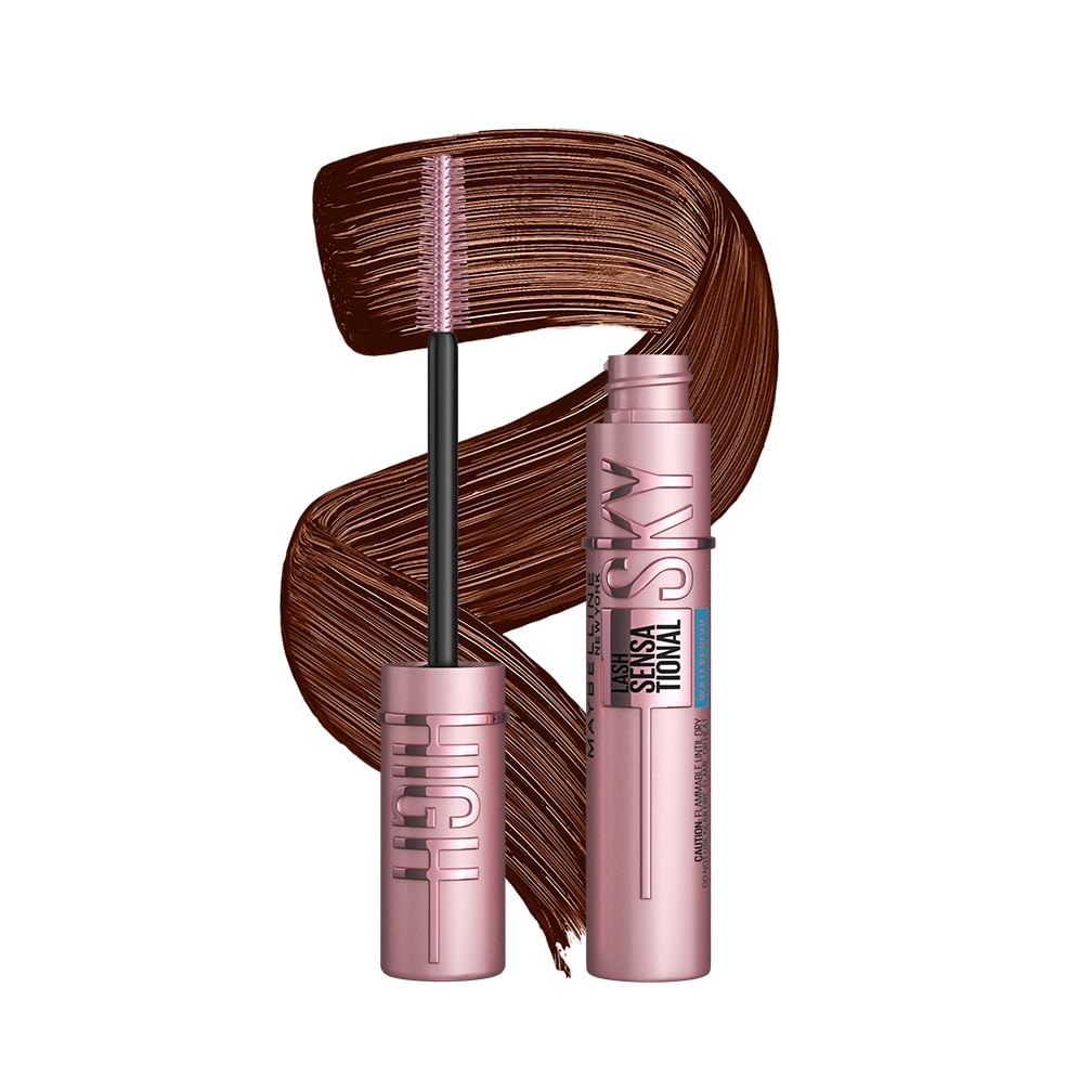 Maybelline New York Lash Sensational Sky High Mascara, Volumising & Lengthening Mascara, Washable Flake-Free Formula Infused with Bamboo Extract & Fibres, 7 ml, Shade: Brown