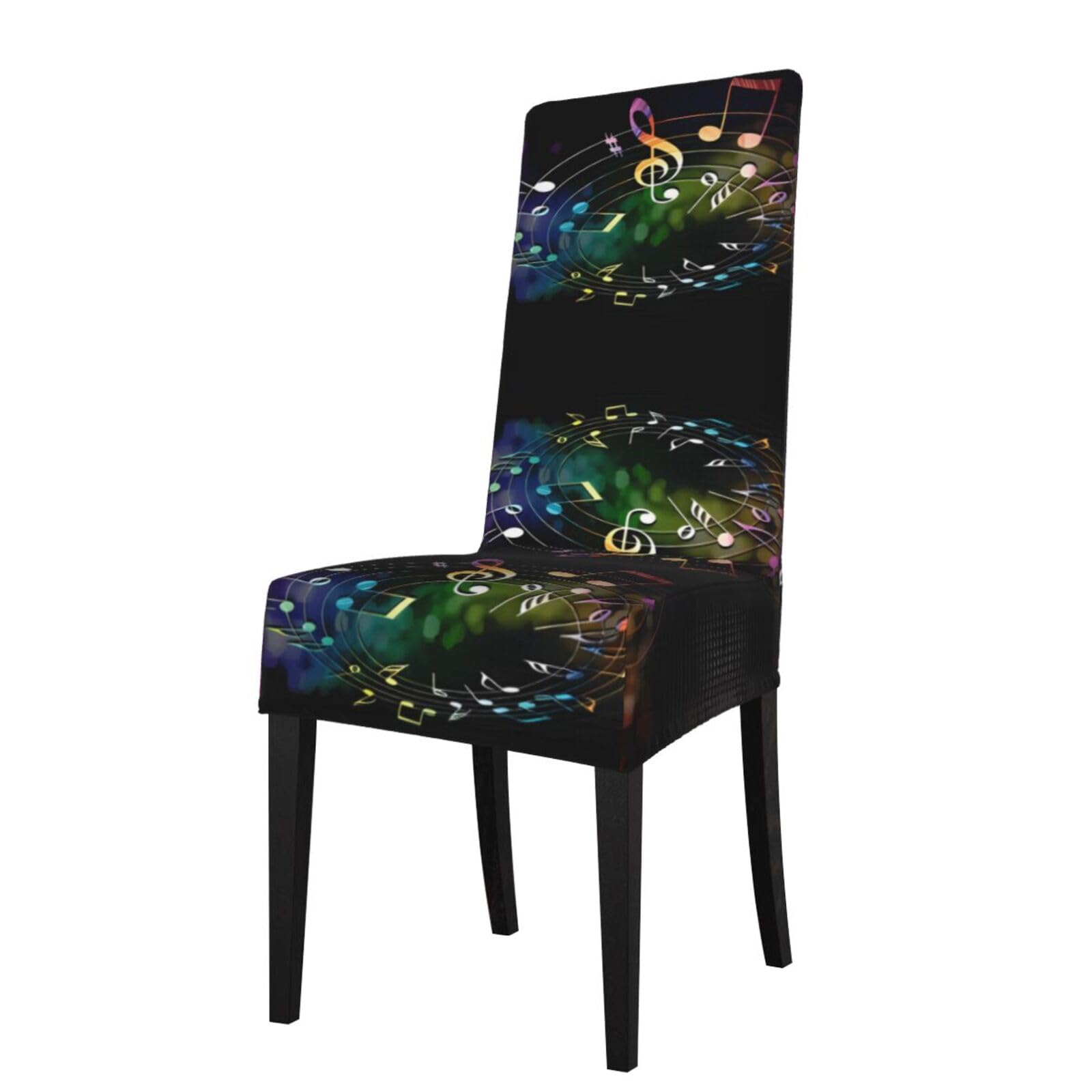 YYHHAOFA Colorful Music Notes Prints Protection Cover for Dining Chair - Stretch Slipcovers, Easy Refresh for Your Dining Room & Event Decor