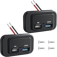 Vista 12 de Nilight 2 Pack PD Type C y QC 3.0 Panel de toma rápida USB con interruptor táctil LED ON Off, kit de cable fundido para coches, camiones