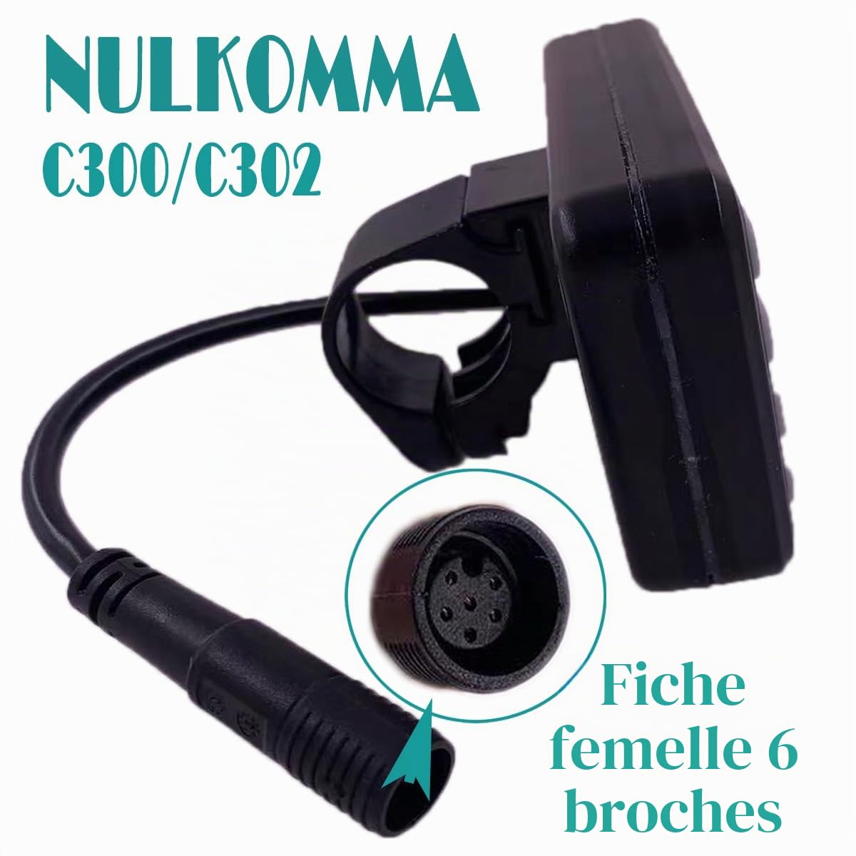 Écran LCD pour Vélo Électrique C300/C302 Panneau de Contrôle avec Prise Étanche 36V/48V Compteur de Vitesse pour Vélo Électrique