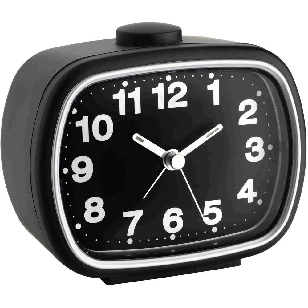 TFA Dostmann Analoger Wecker, 60.1017.01, im Retro-Design, lauter Alarm Kunststoff, Schwarzweiß 11 x 6 x 9,2 cm, L117 x B77 x H123 mm