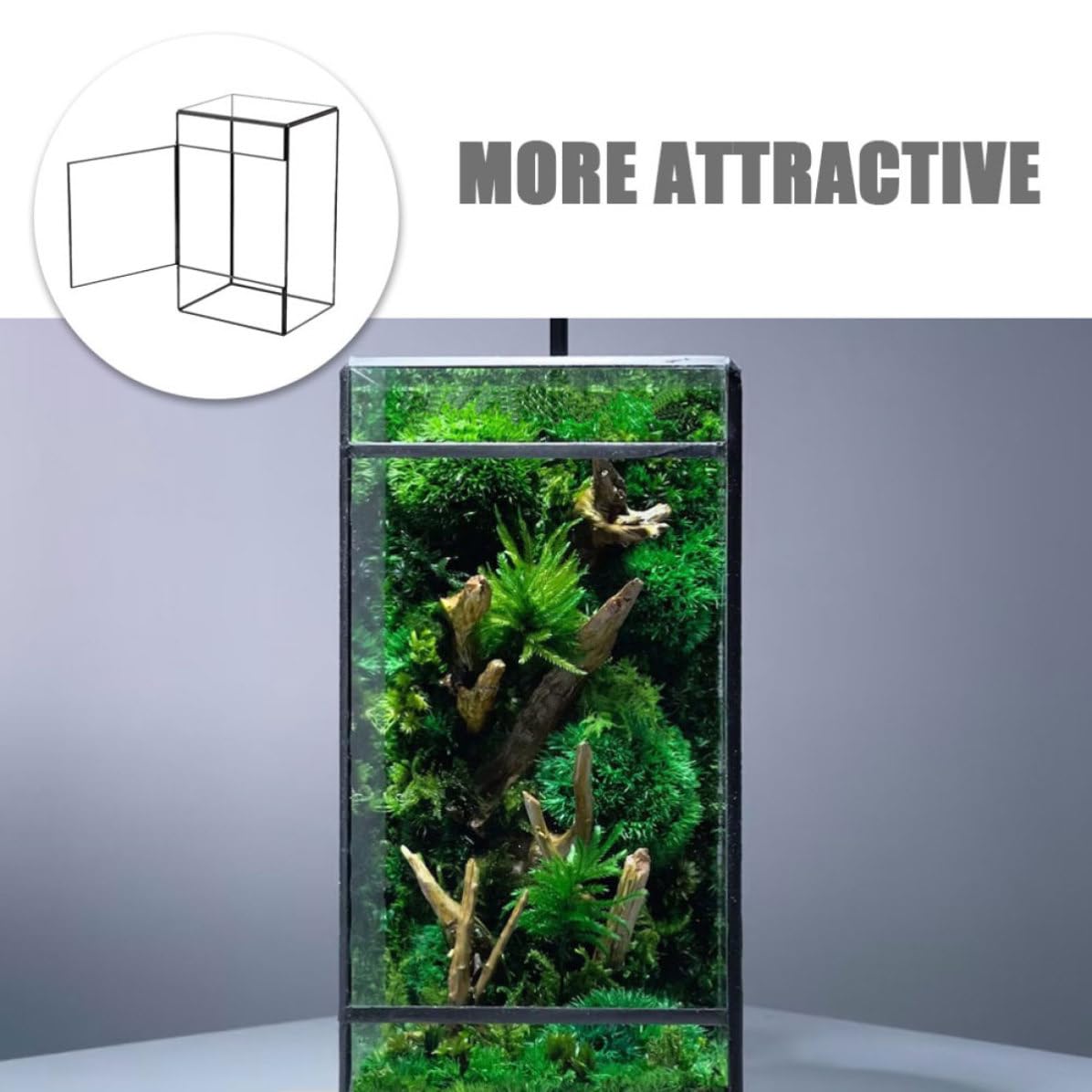 Terrario de Vidrio Geométrico Negro para Plantas y Flores | Contenedor de Micro Paisaje, Caja Vacía Estructura de Estaño, Decoración para Hogar y Sala