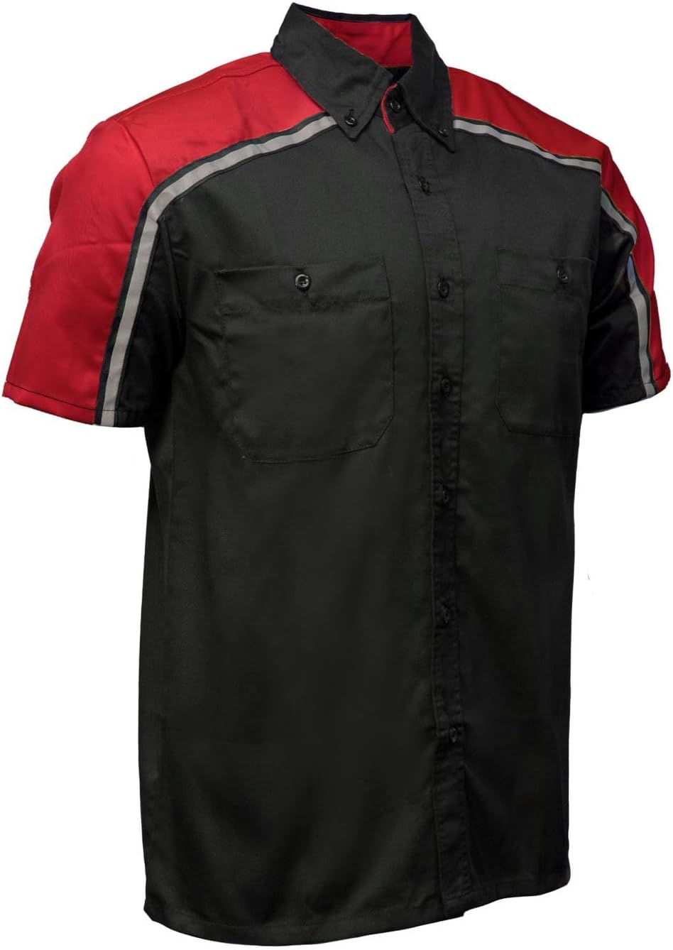 Milwaukee Motorcycle Clothing Co. Men’s Blk/Red Mechanic Work Shirt – w/Reflective Strip, Rider‑Built MDM11606