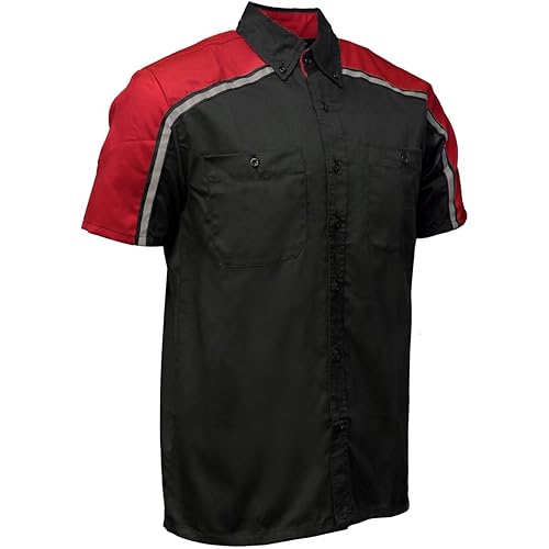 MILWAUKEE MOTORCYCLE CLOTHING CO. Men’s Blk/Red Mechanic Work Shirt – w/Reflective Strip, Rider‑Built MDM11606