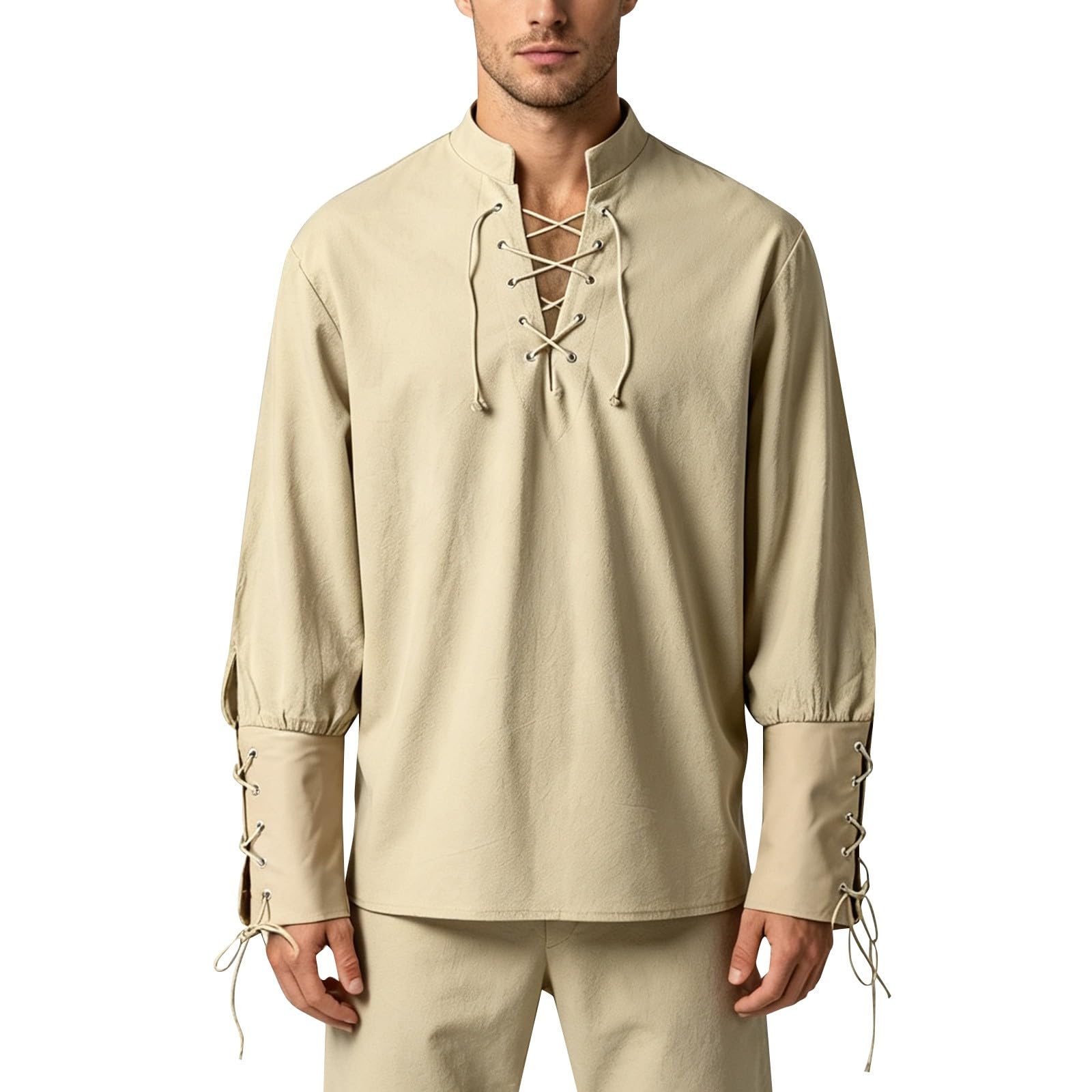Men's Medieval Viking Pirate Renaissance Linen Shirt Halloween Retro Shirts — image 1