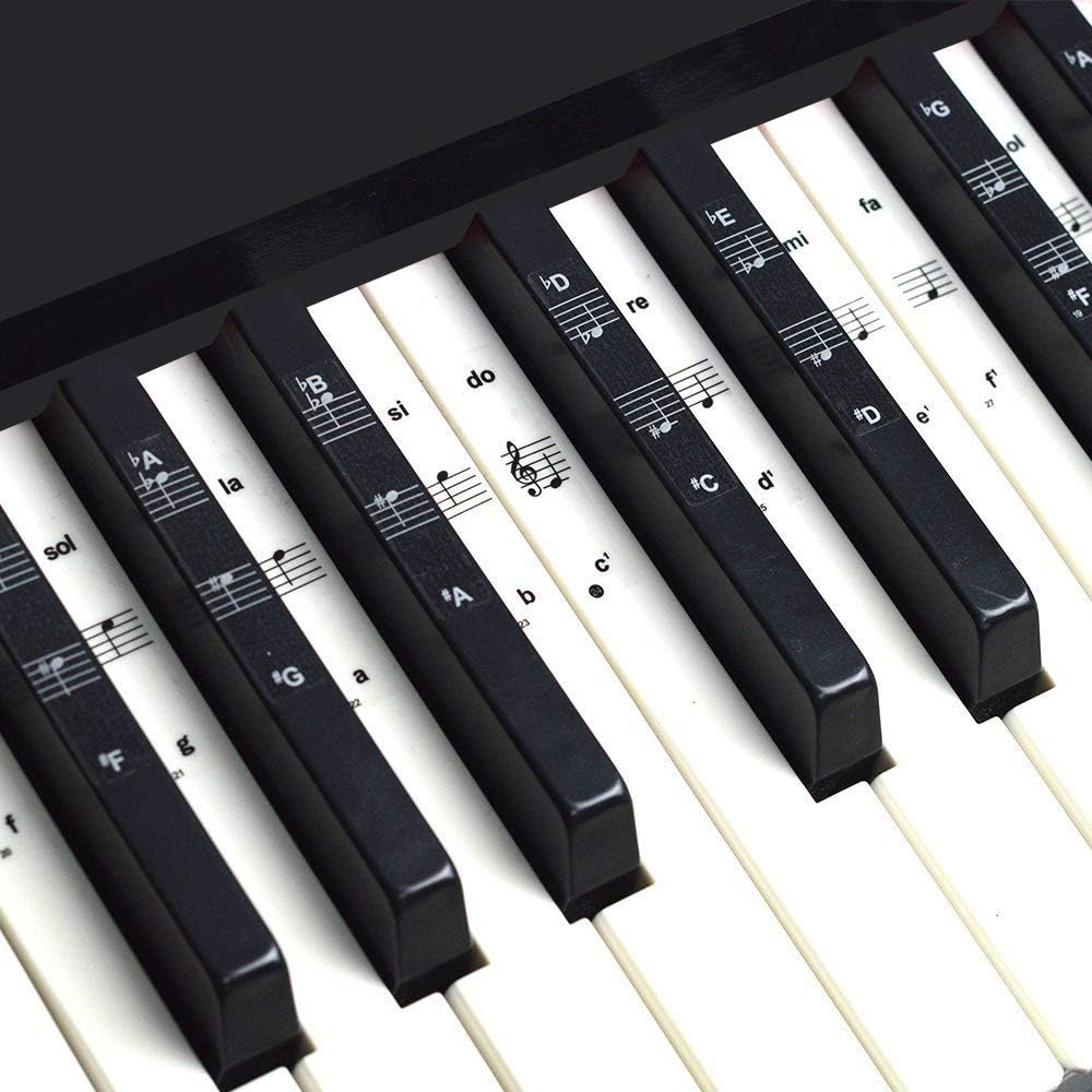 Imelod Keyboard or Piano Stickers for 49/61/76/88 Key Keyboards, Piano and Keyboard Music Note Full Set Stickers for White and Black Keys, Transparent and Removable,Perfect for Kids and Beginners