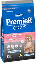 Ração Premier Ambientes Internos Pelos Longos para Gatos Filhotes Sabor Salmão - 1,5kg Premier Pet