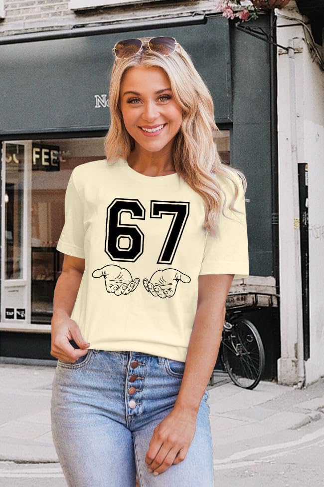 67 Shirt for Women Ice Cream Drip Meme T-Shirt Funny Six Seven Gen Alpha Slang Tee 67 Hand Math Graphic Top - Image 5
