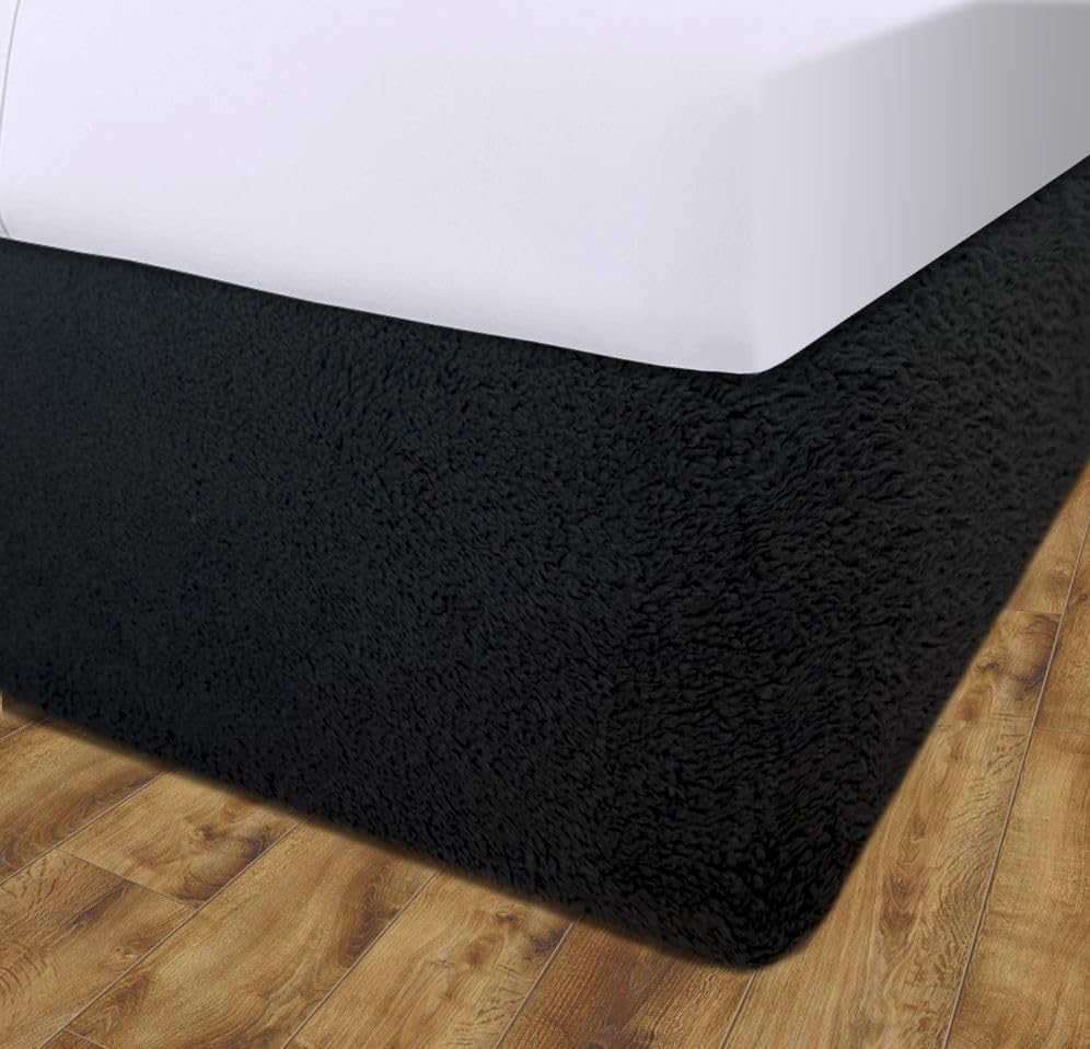 John Aird Teddy Fleece Elasticated Divan Bed Valance (Black, Super King) โ image 1