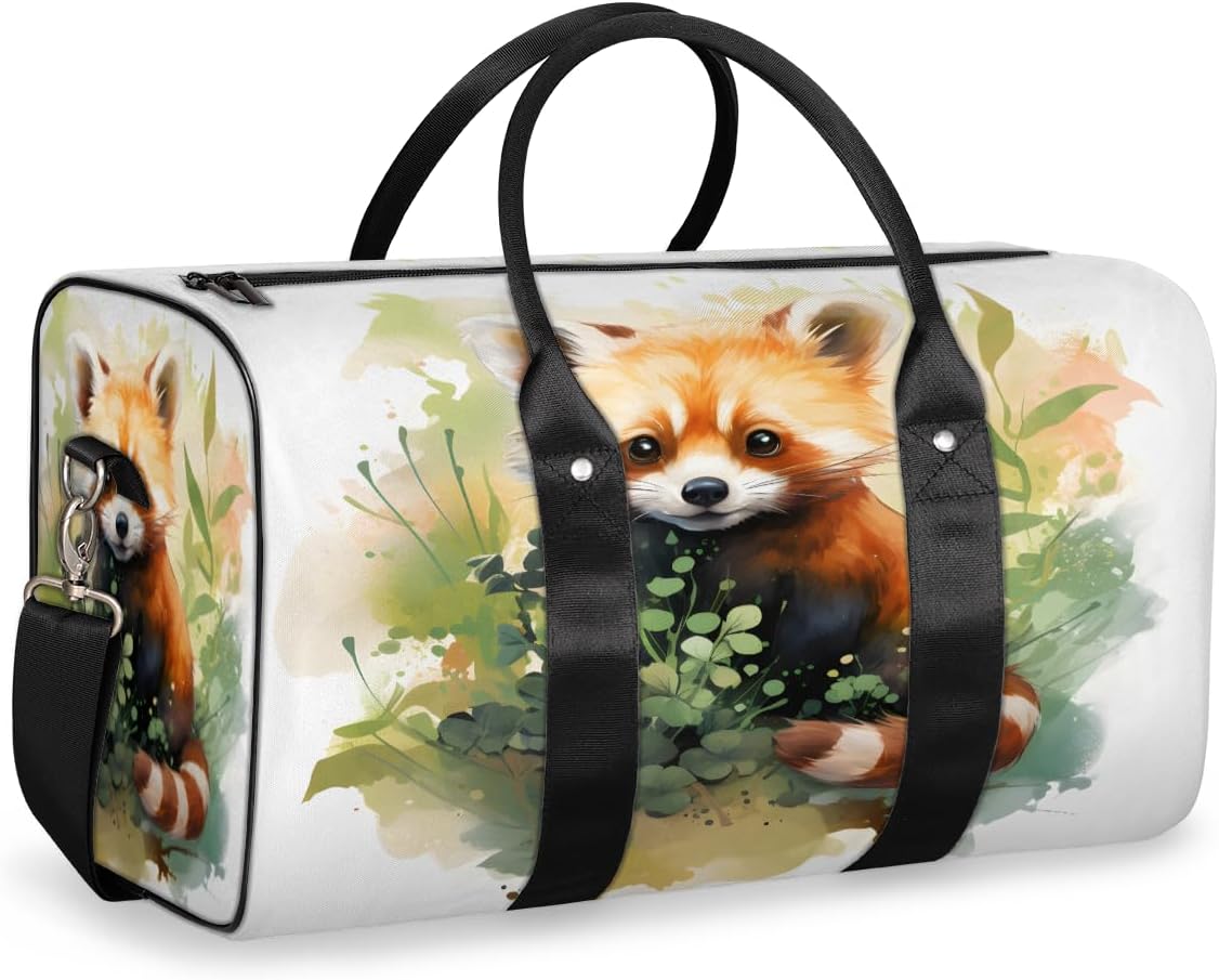Watercolour Raccoon Travel Duffel Bag for Women Men Large Capacity Overnight Weekender Bags for Lightweight Waterproof Sport Gym Bag for Workout Yoga Swim