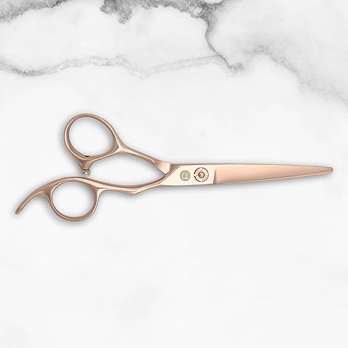 Miniatura 2 de Saki Shears Tijeras de corte de pelo Natsukashii de oro rosa de 5.5 pulgadas, acabado pulido de oro titanio, cuchillas de corte afiladas hechas de