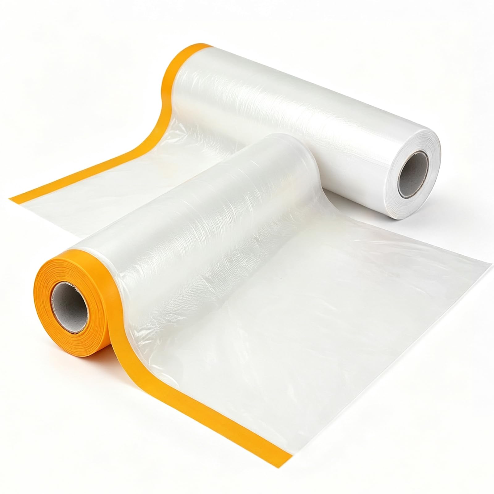 Tapsin Tape and Drape Pre-Taped Masking Film,2-Pack X 2M X 20M,Versatile Painter's Plastic Dust Sheets,Plastic Dust Sheet Cloth for Painting Car Wall Furniture Windows Doors and Spraying Protection