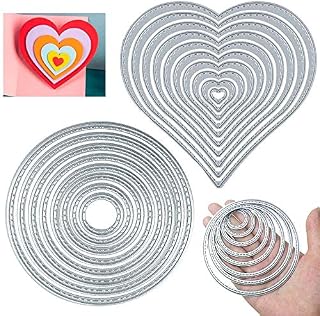 18 Pieces Love Heart and Round Shape Metal Cutting Dies Stencil Scrapbooking Embossing Album Paper Photo Card Handmade DIY Craft Christmas
