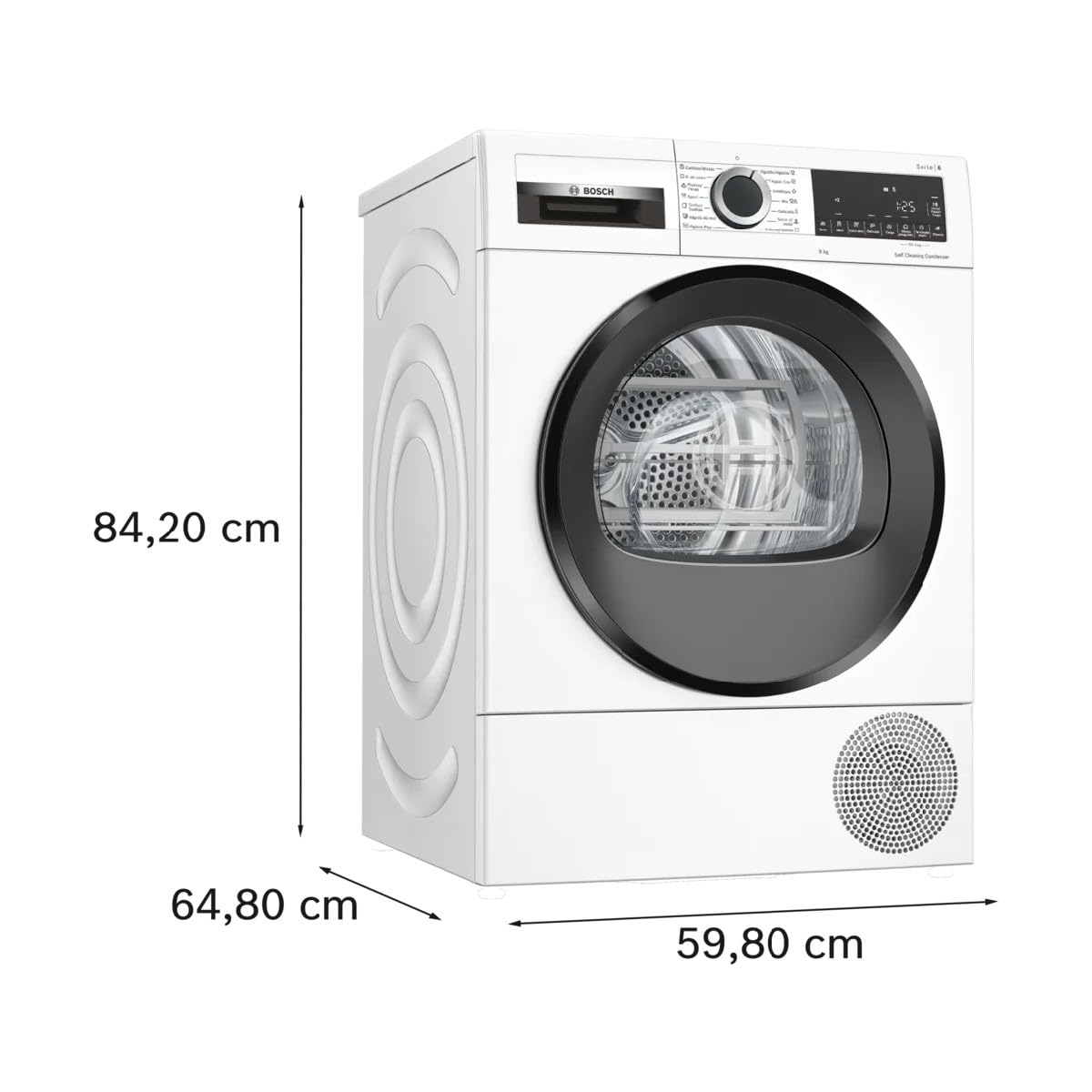 Bosch - Secadora con bomba de calor, Serie 6, 9 kg, AutoDry, Media Carga, Blanco, WQG245D0ES
