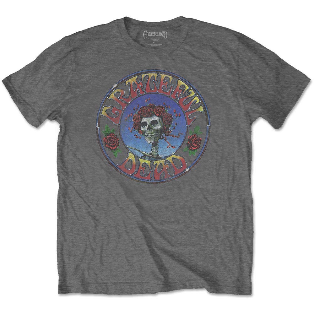 Rock Off Officially Licensed Products Men's Grey Grateful Dead Bertha Circle Vintage Wash Official Tee T-Shirt Unisex (X-Large)