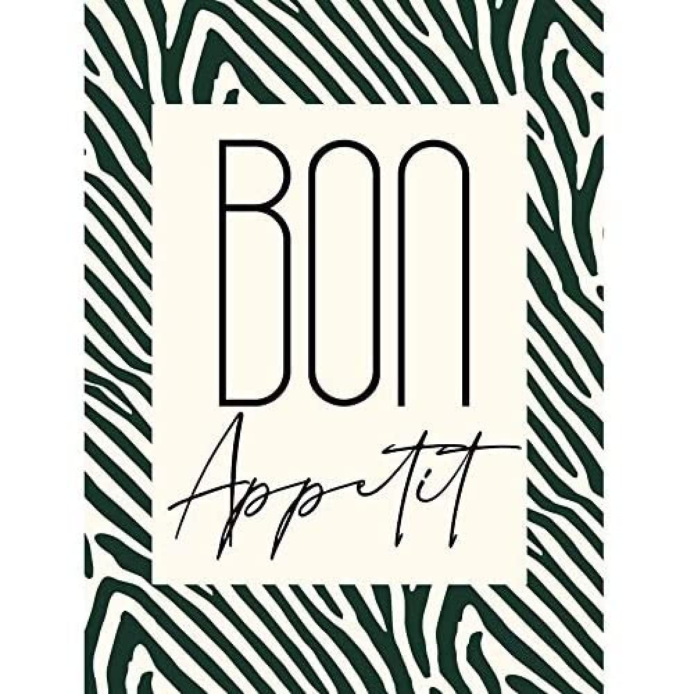 B&Q -  Unframed Wall Art Kitchen Zebra Bon Appetit Typography12X16 Inch