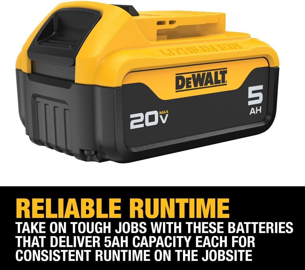DEWALT 20V MAX Lithium-Ion Battery 2-Pack, 5.0 Ah (DCB205-2c)