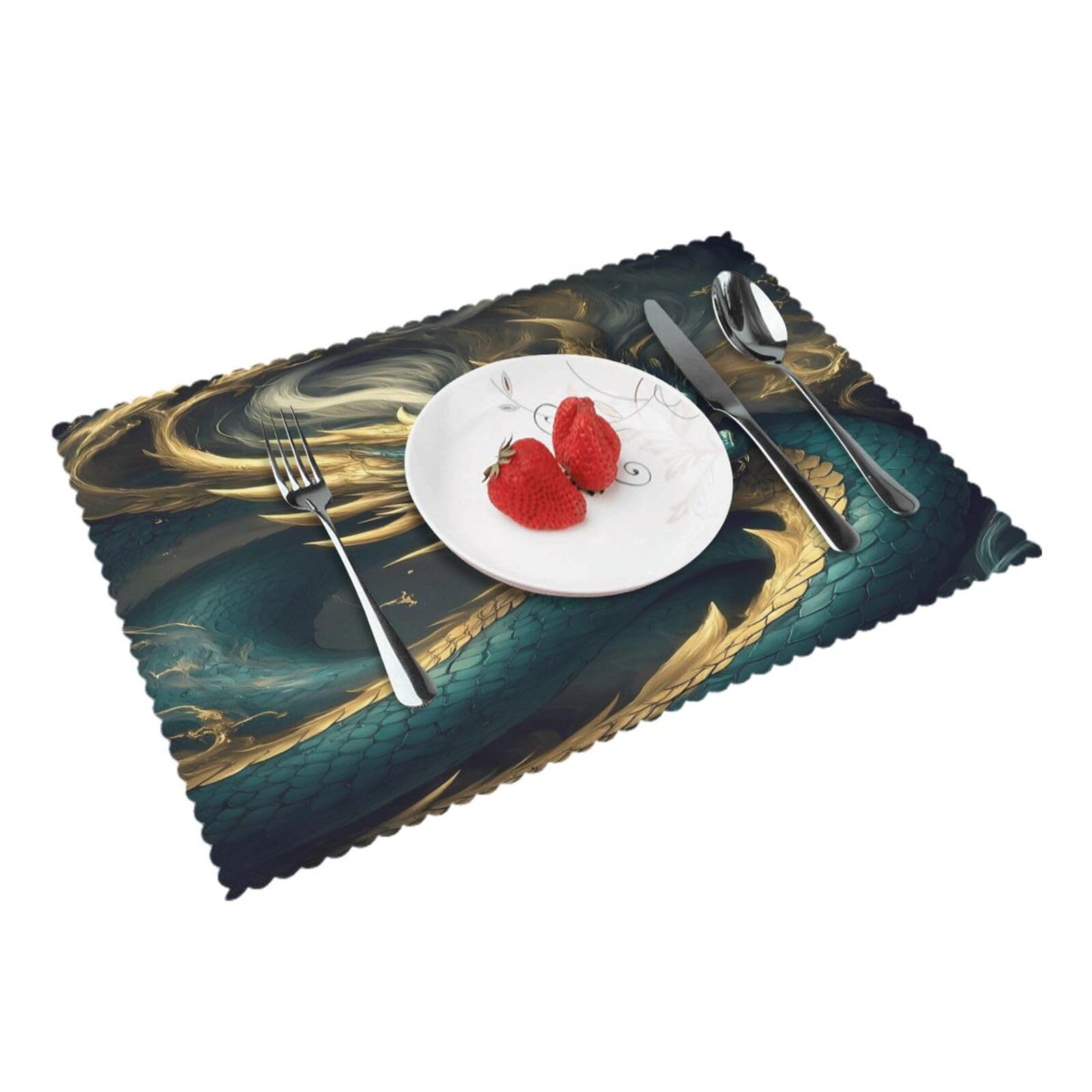 Dragon (1) Placemats Set of 4 Print Table Mats Place Mats Table Decor for Kitchen Dining 12X18 in