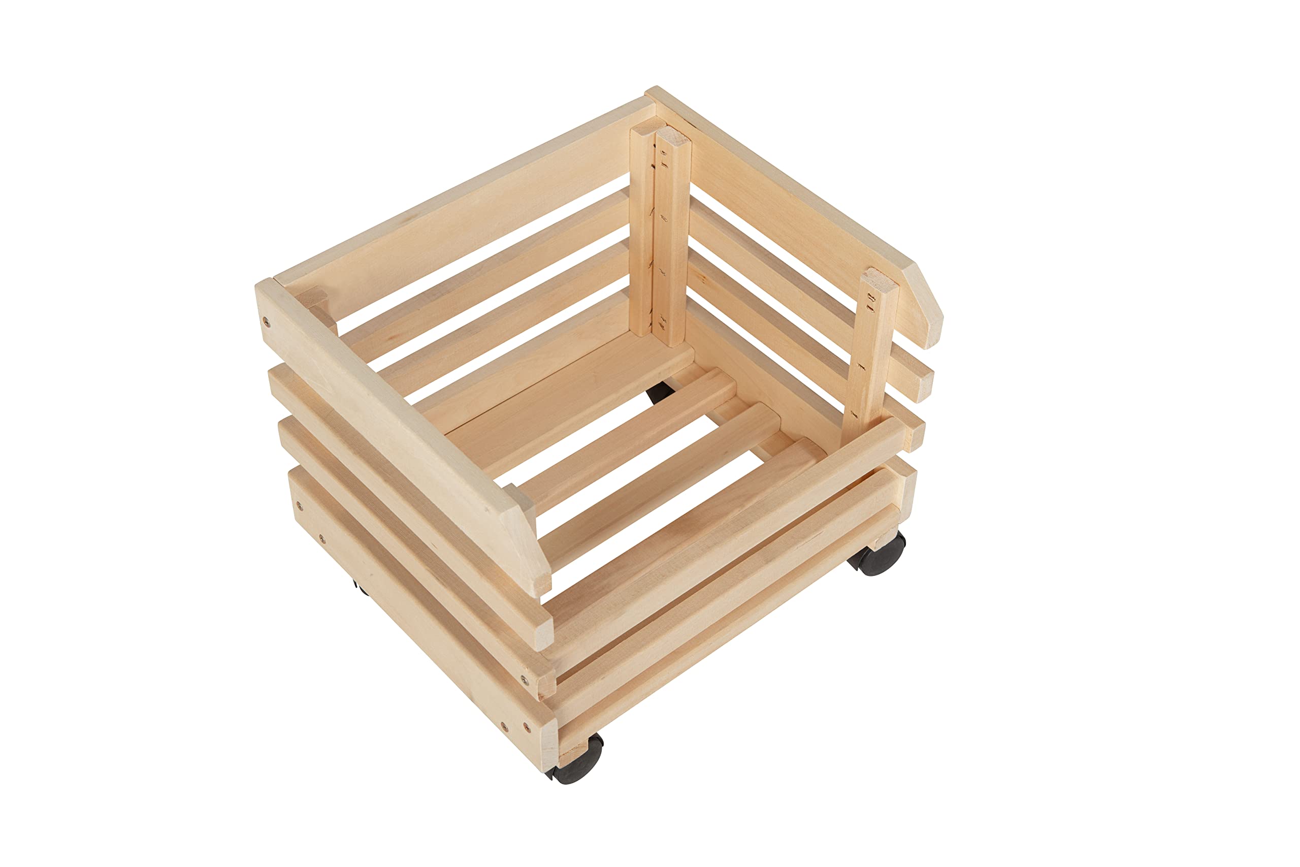 Inter Link - 3 cajas apilables de madera maciza natural - Caja de almacenaje con ruedas, caja de almacenaje para fruta, verdura - Ahorra espacio, práctico y versátil - 37 x 30 x 80 cm