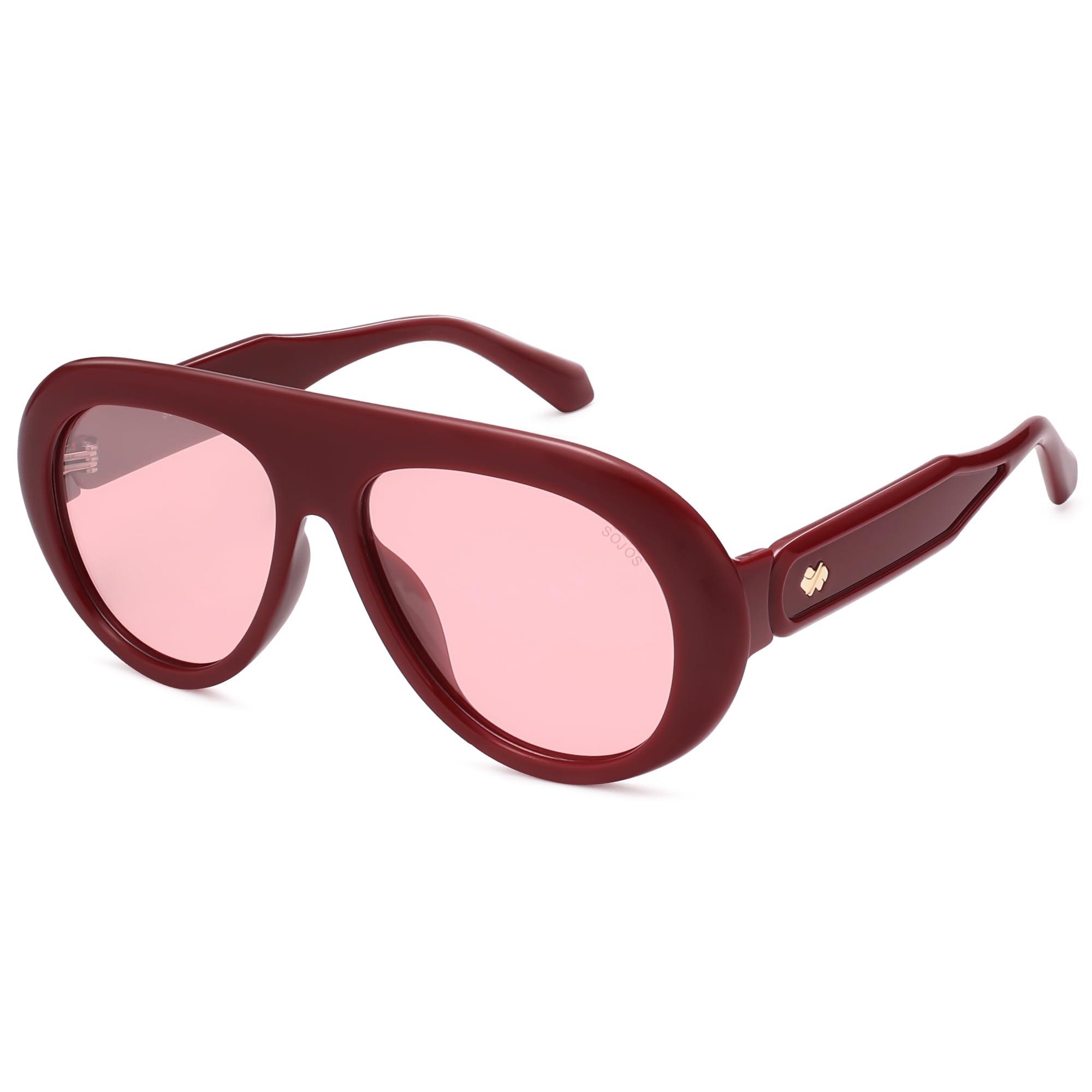 SOJOS Retro Gepolariseerde Aviator Zonnebril Womens Mens Classic 70s 80s Vintage Trendy Vierkante Aviators SJ2174, Amber Brown Tortoise/Bruin, Medium