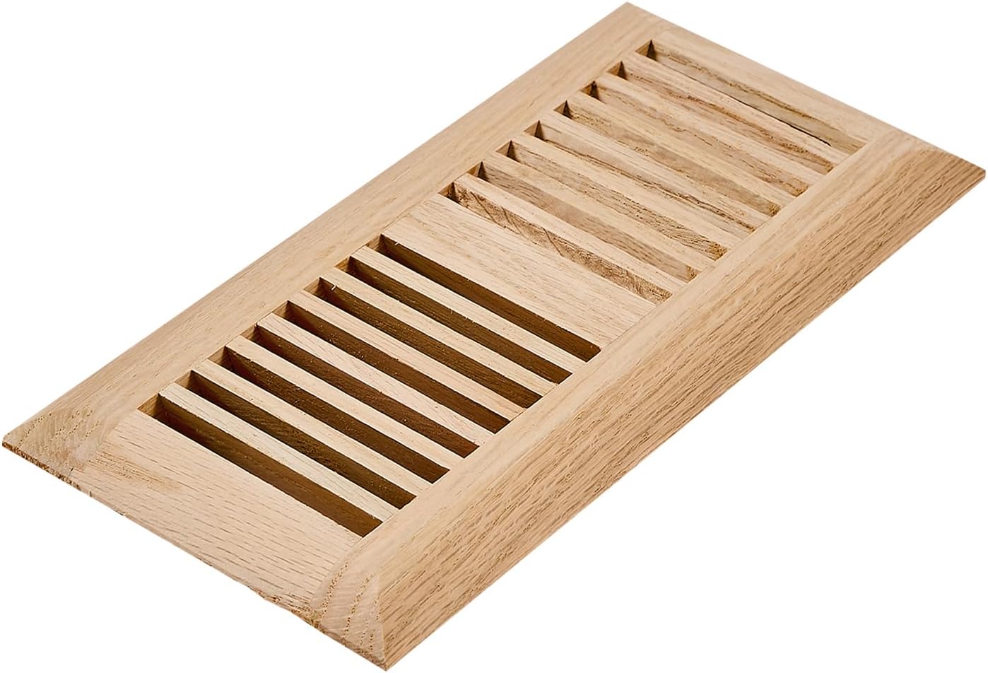 Razo 2 Pcs Pack White Oak Wood Floor Register, Drop in Vent Cover with Damper, 4x10 Inch (Duct Opening), Unfinished