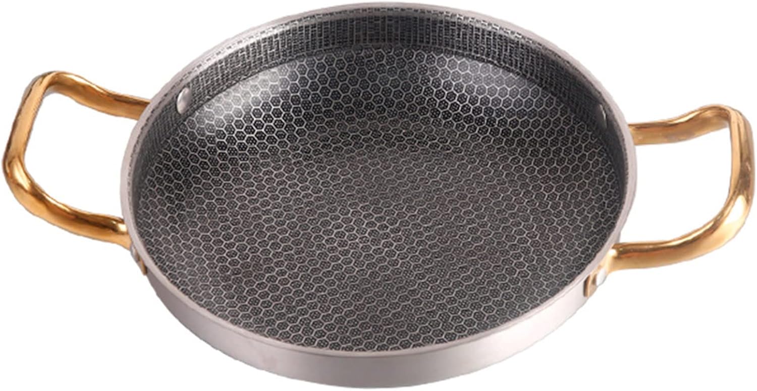 Pots, Stainless Steel Double Ears Pan,Spanish Paella Pan, Stainless Steel Honedry Pot Lobster Plate with Dual Handles for Home Restaurant Campioutdoor
