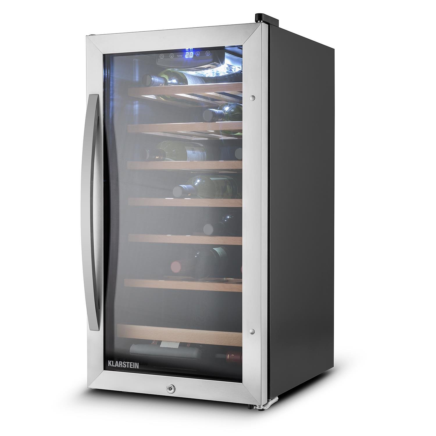 Klarstein Vivo Wine 26 Wine Cellar 26-bottle 88 L Beverage Cooler Stainless Steel