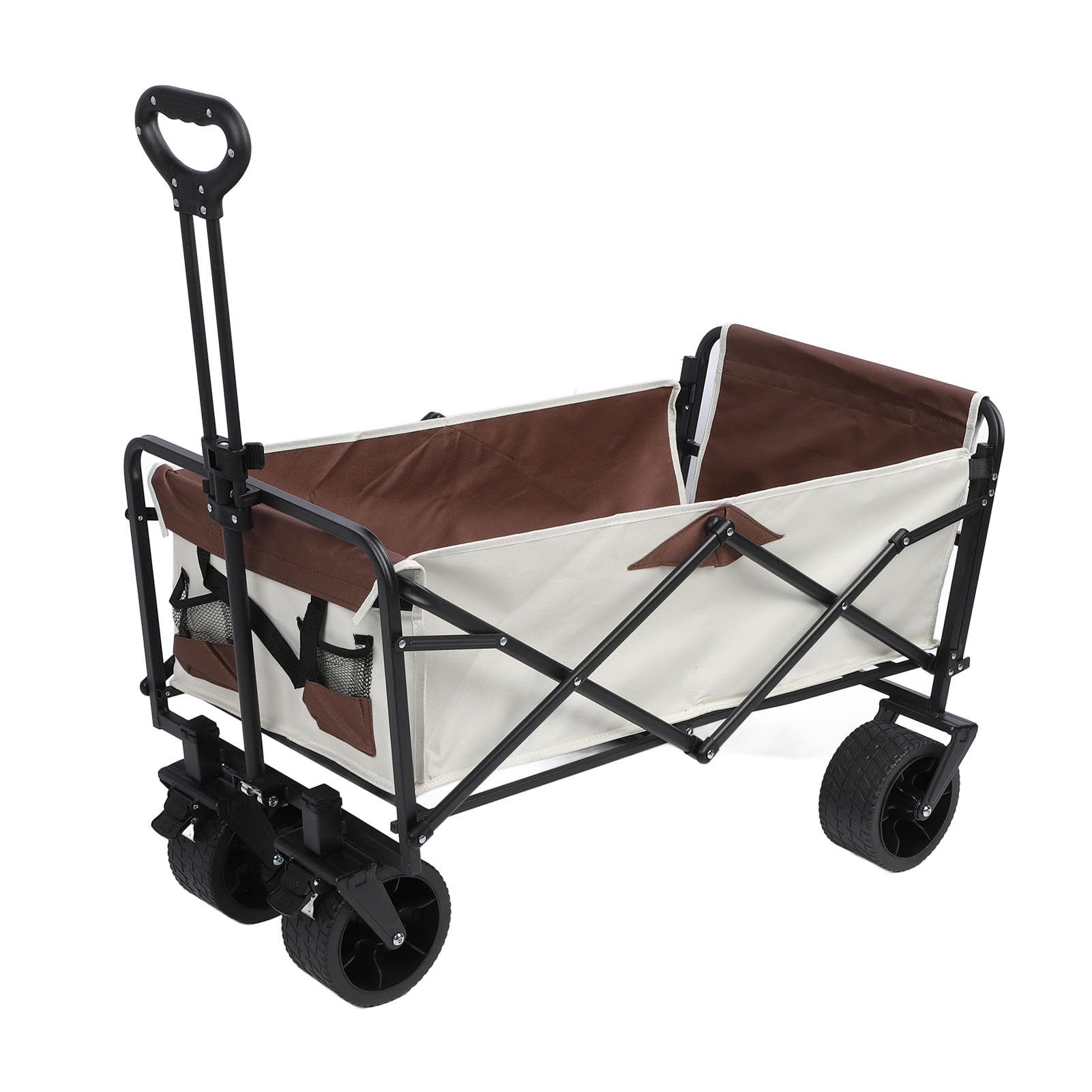 Carro plegable multifuncional beige ideal para camping y actividades al aire libre